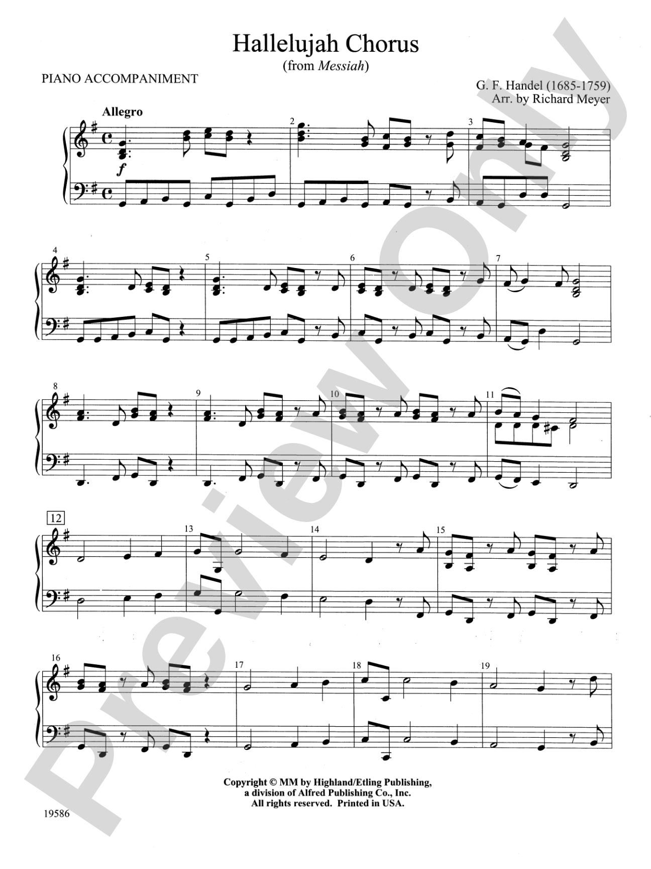 Hallelujah Chorus from Messiah: Piano Accompaniment
