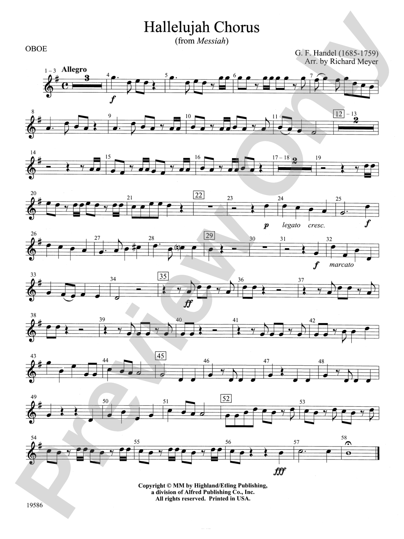 Hallelujah Chorus from Messiah: Oboe