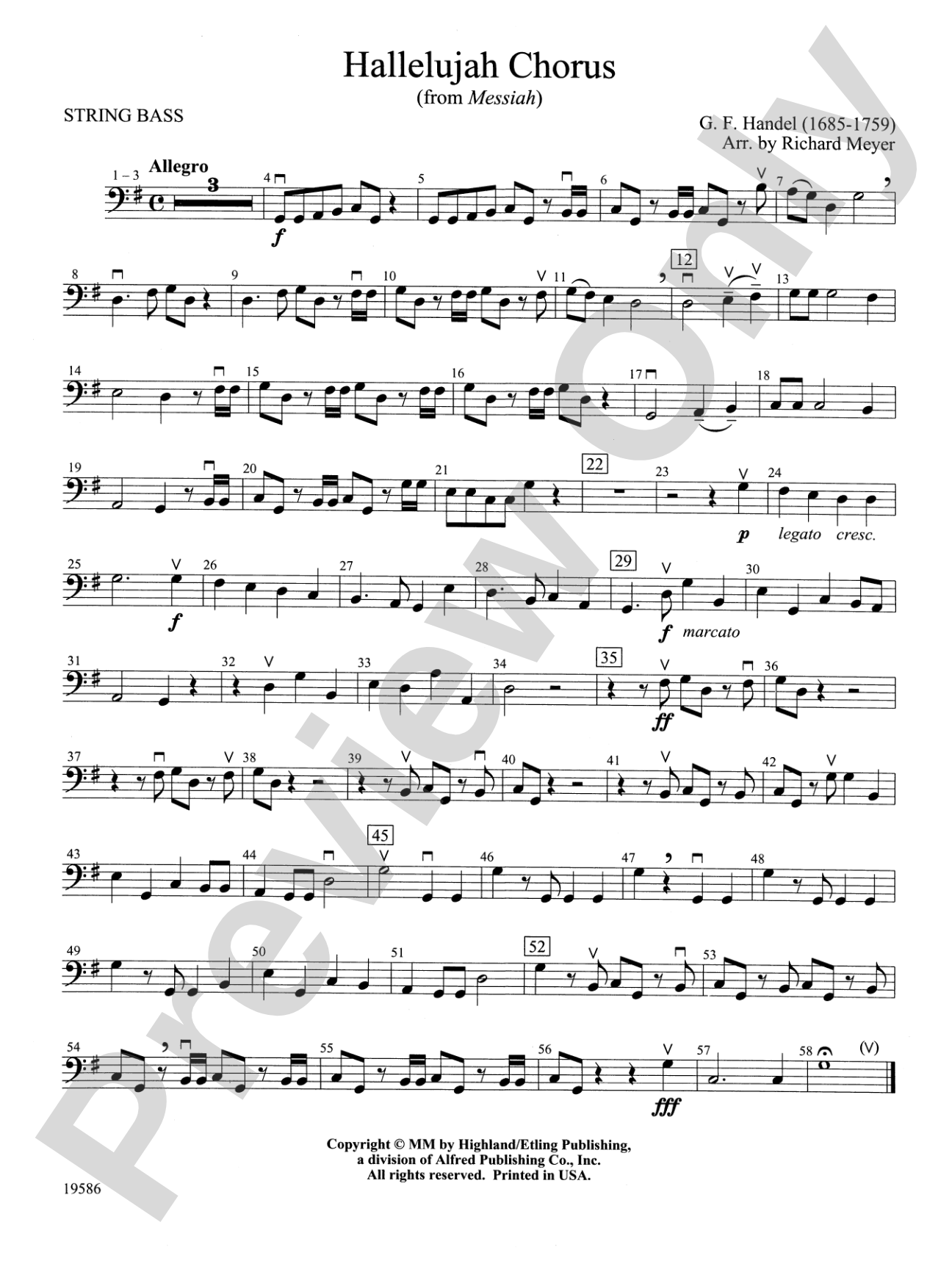 Hallelujah Chorus from Messiah: String Bass