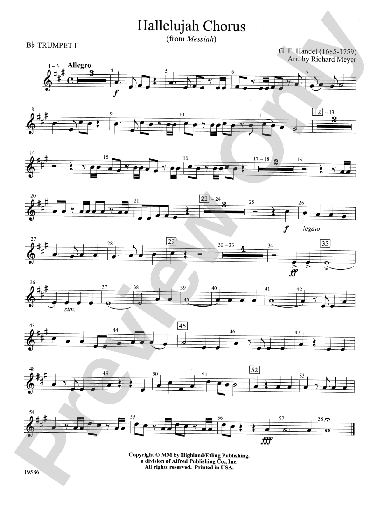 Hallelujah Chorus from Messiah: 1st B-flat Trumpet