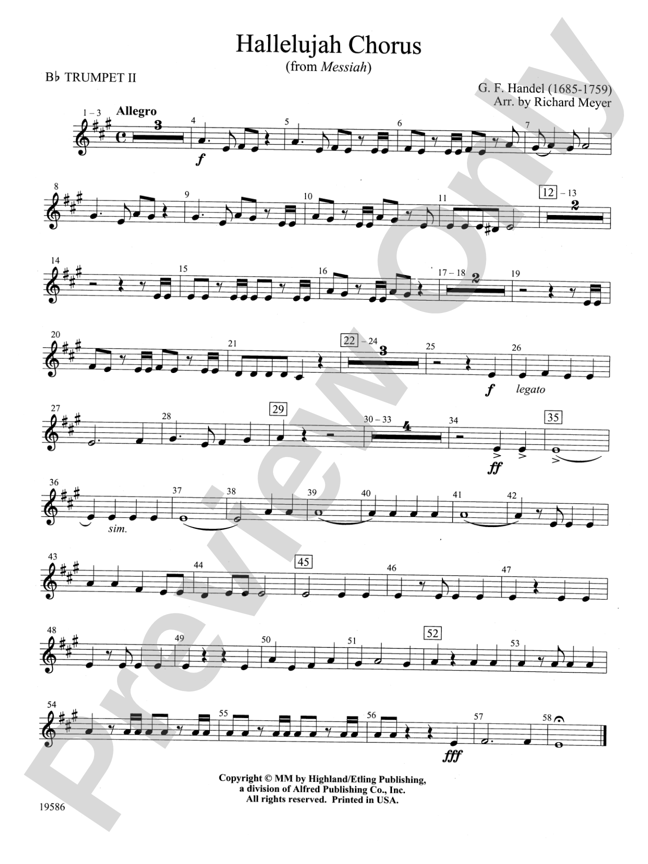 Hallelujah Chorus from Messiah: 2nd B-flat Trumpet