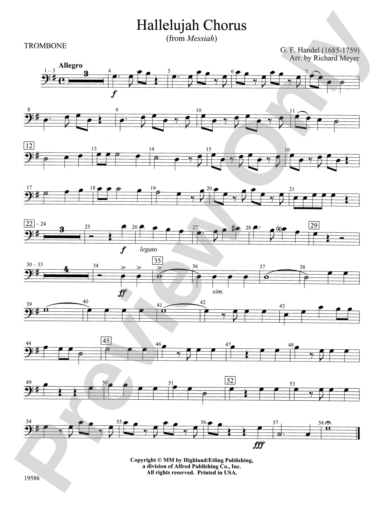 Hallelujah Chorus from Messiah: 1st Trombone