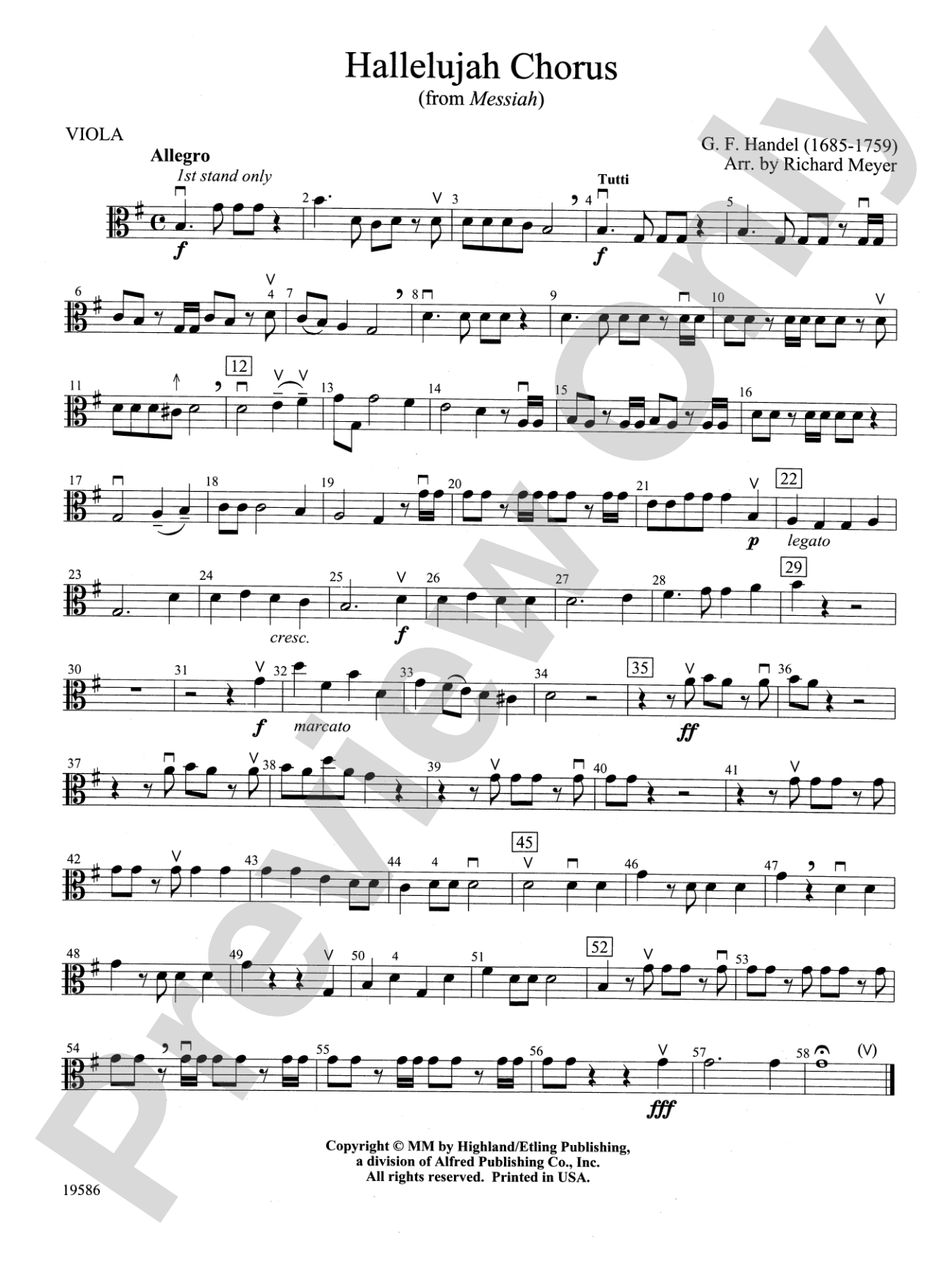 Hallelujah Chorus from Messiah: Viola