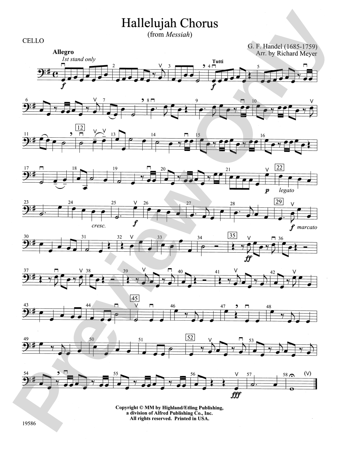 Hallelujah Chorus from Messiah: Cello