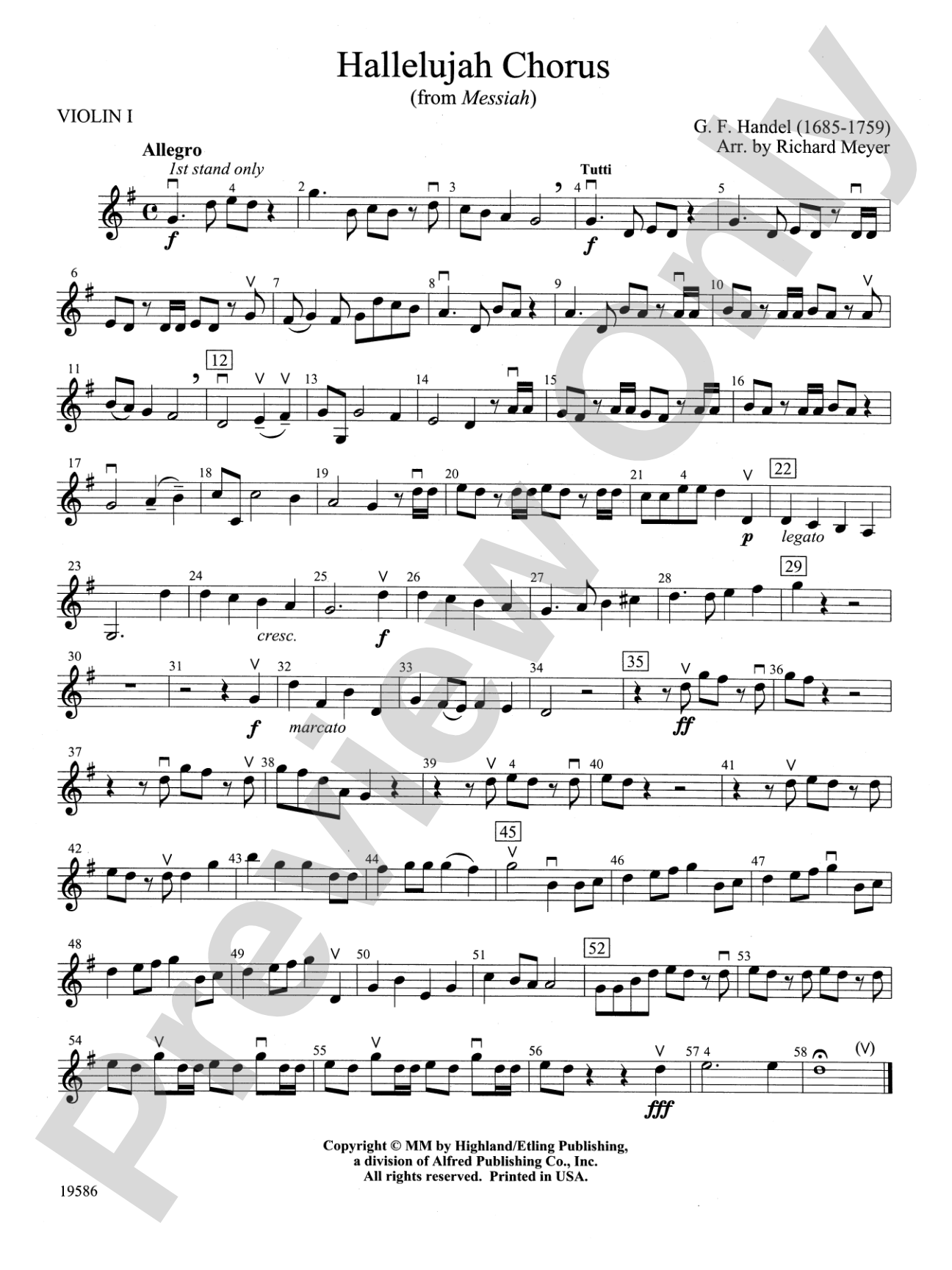 Hallelujah Chorus from Messiah: 1st Violin