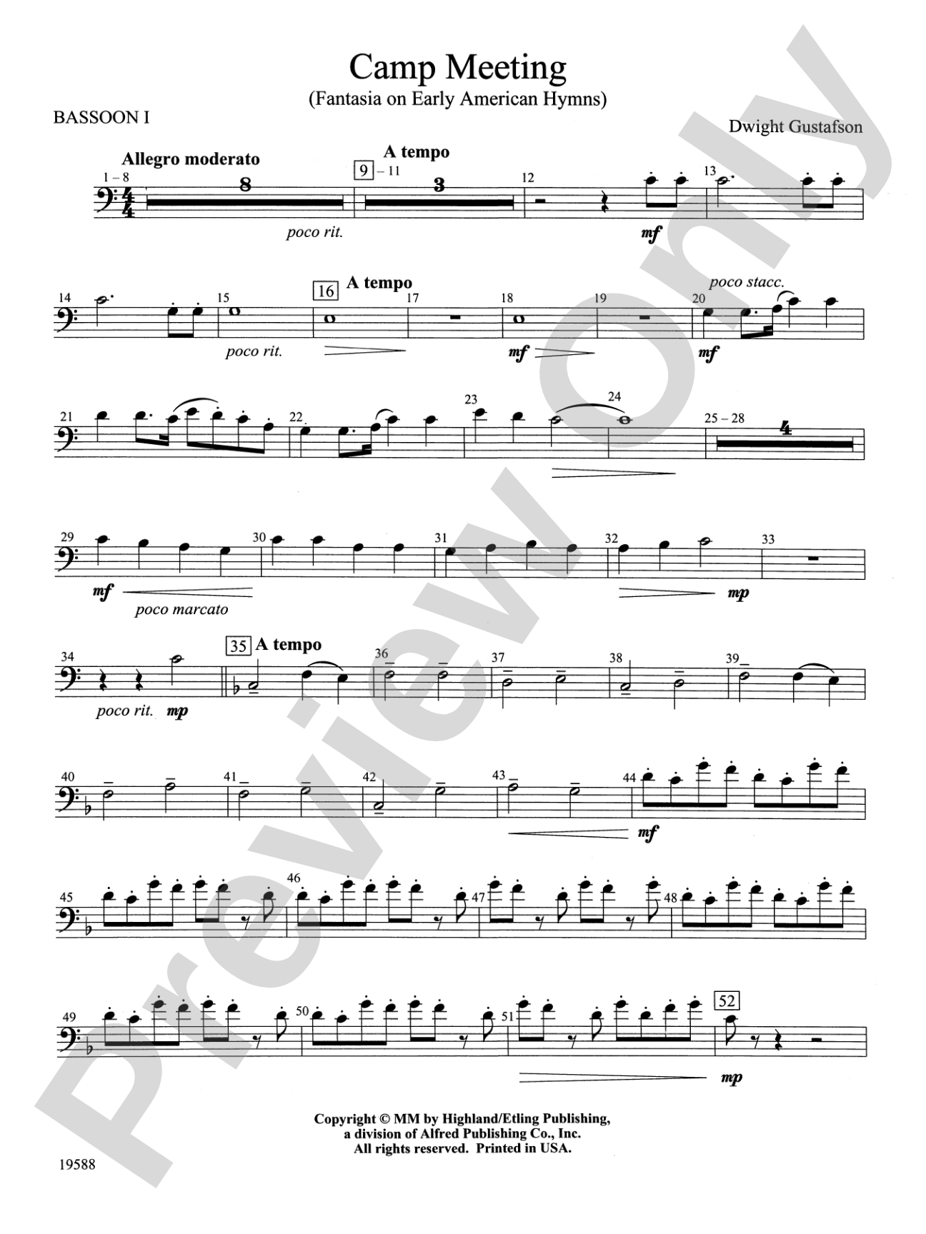 Camp Meeting (Fantasia on Early American Hymns): Bassoon