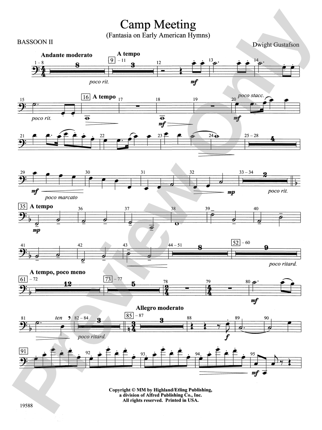 Camp Meeting (Fantasia on Early American Hymns): 2nd Bassoon