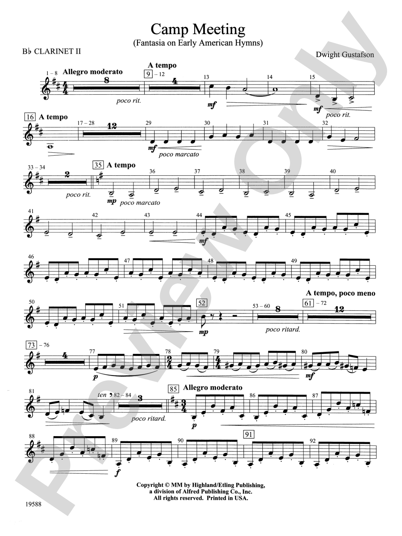 Camp Meeting (Fantasia on Early American Hymns): 2nd B-flat Clarinet