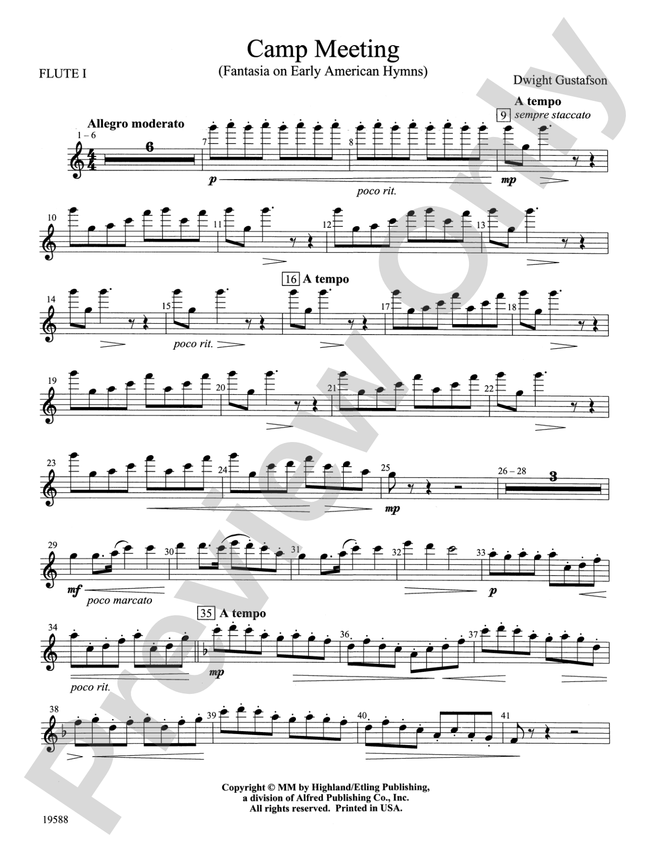 Camp Meeting (Fantasia on Early American Hymns): Flute