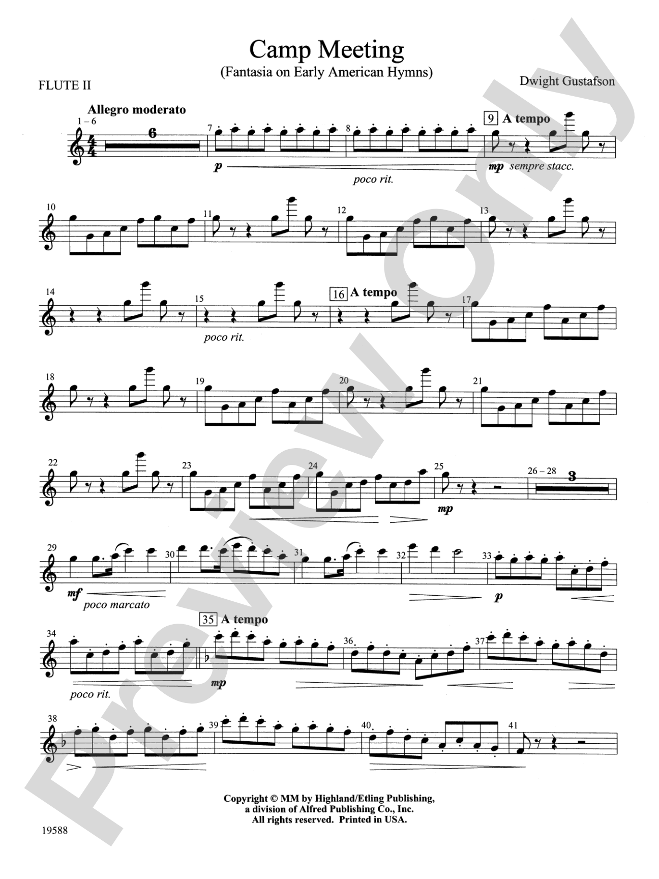 Camp Meeting (Fantasia on Early American Hymns): 2nd Flute