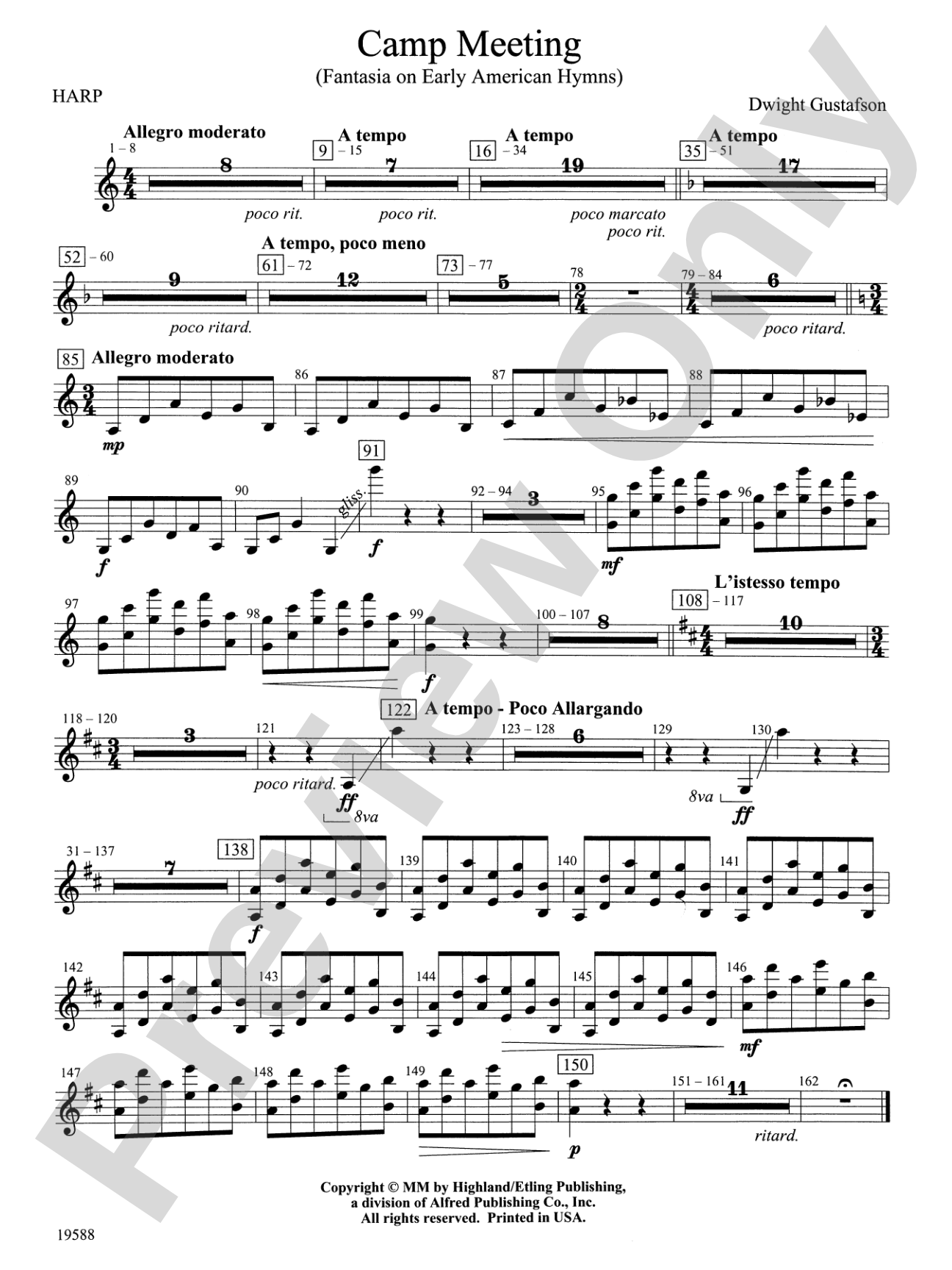 Camp Meeting (Fantasia on Early American Hymns): Harp