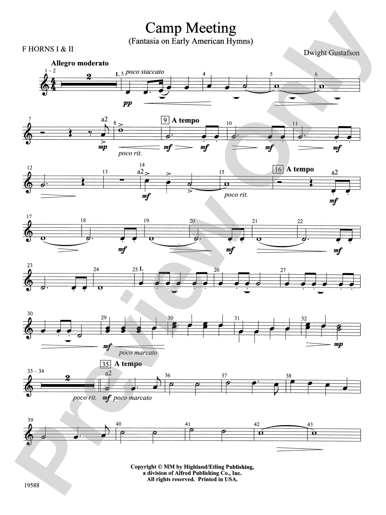Camp Meeting (Fantasia on Early American Hymns): 1st F Horn