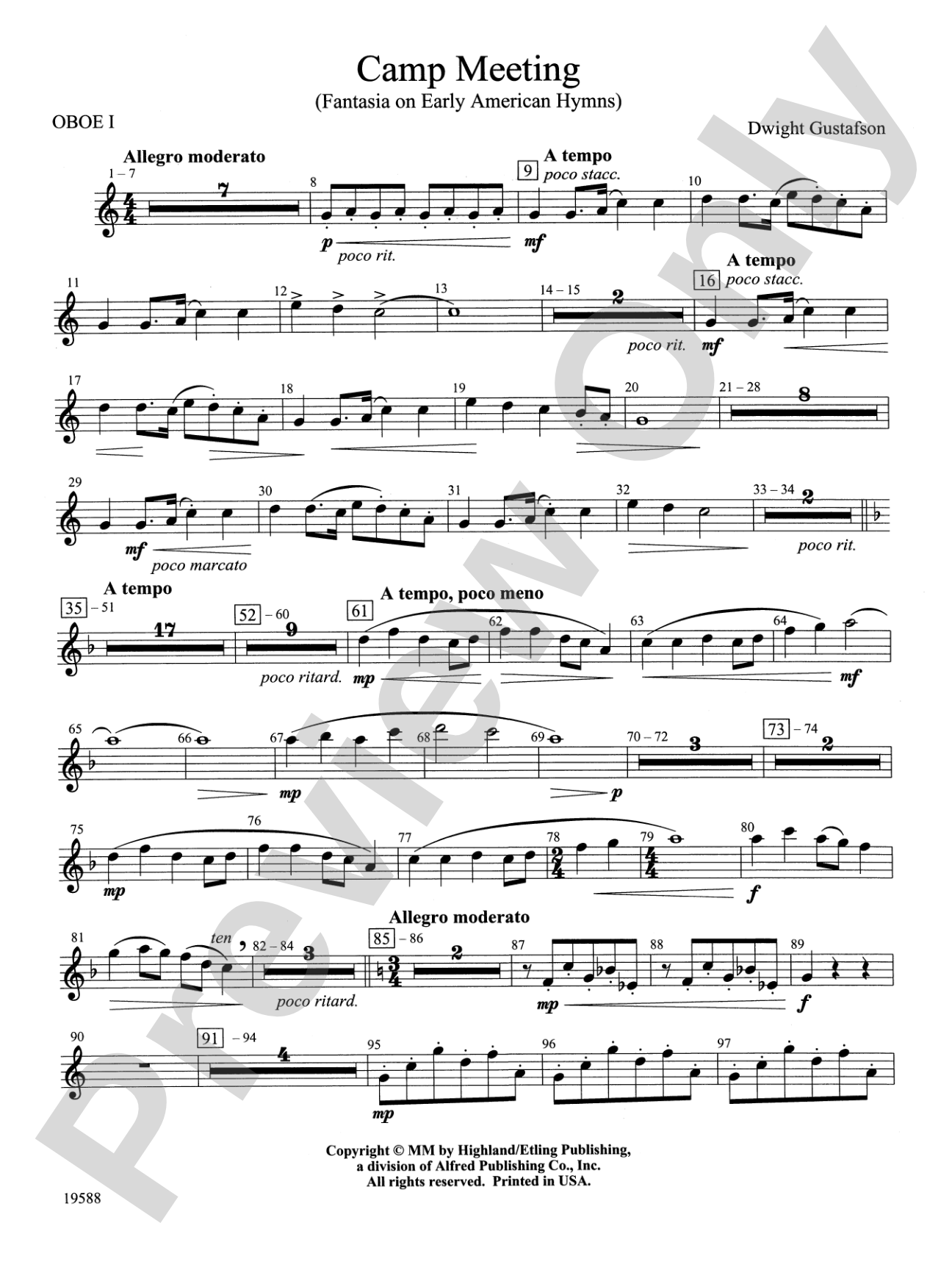 Camp Meeting (Fantasia on Early American Hymns): Oboe