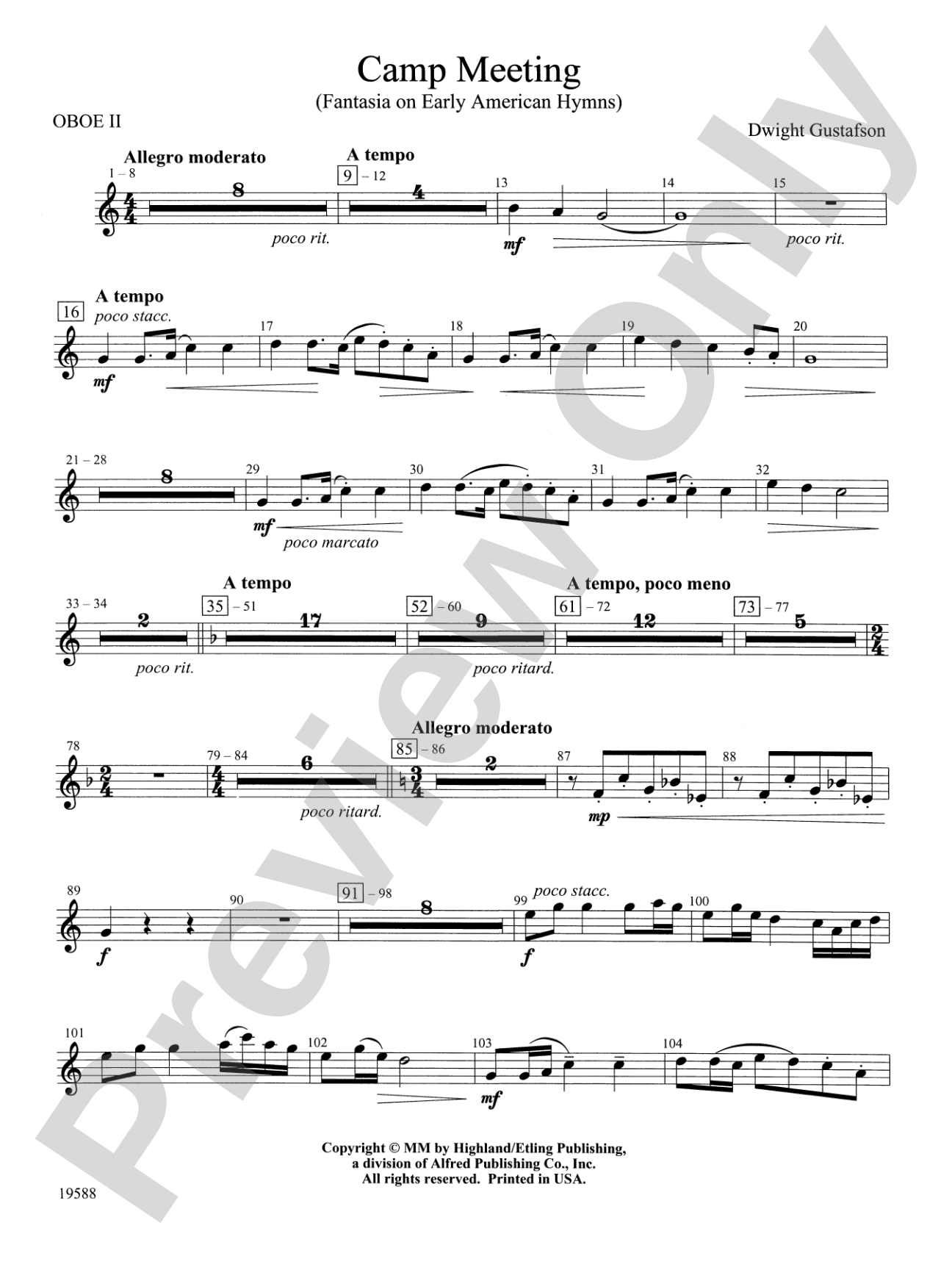 Camp Meeting (Fantasia on Early American Hymns): 2nd Oboe