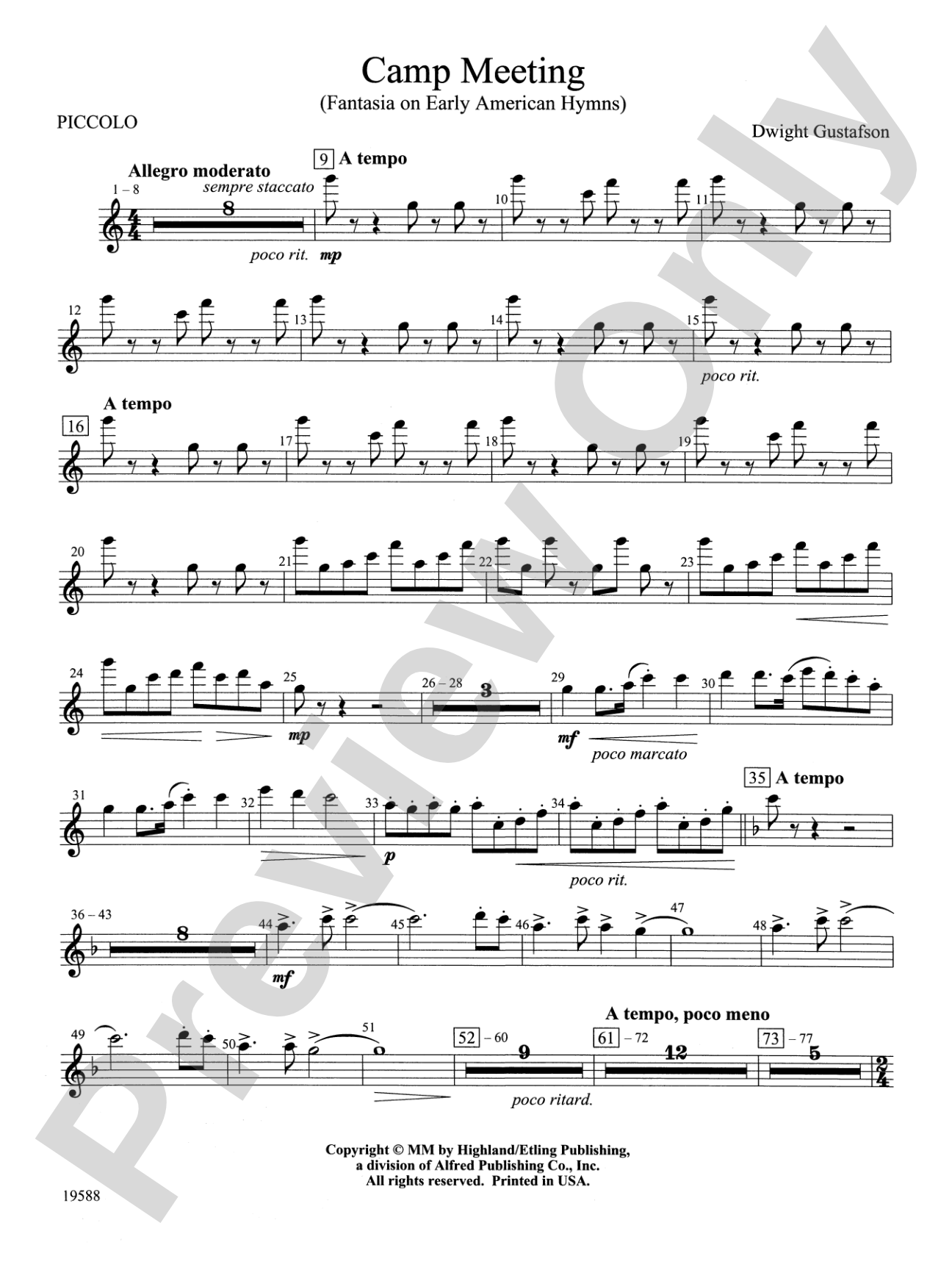 Camp Meeting (Fantasia on Early American Hymns): Piccolo
