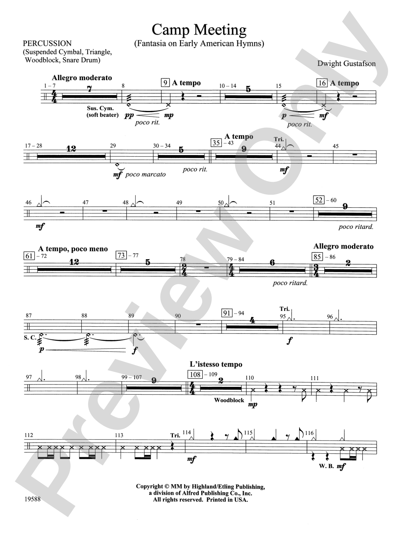 Camp Meeting (Fantasia on Early American Hymns): 1st Percussion