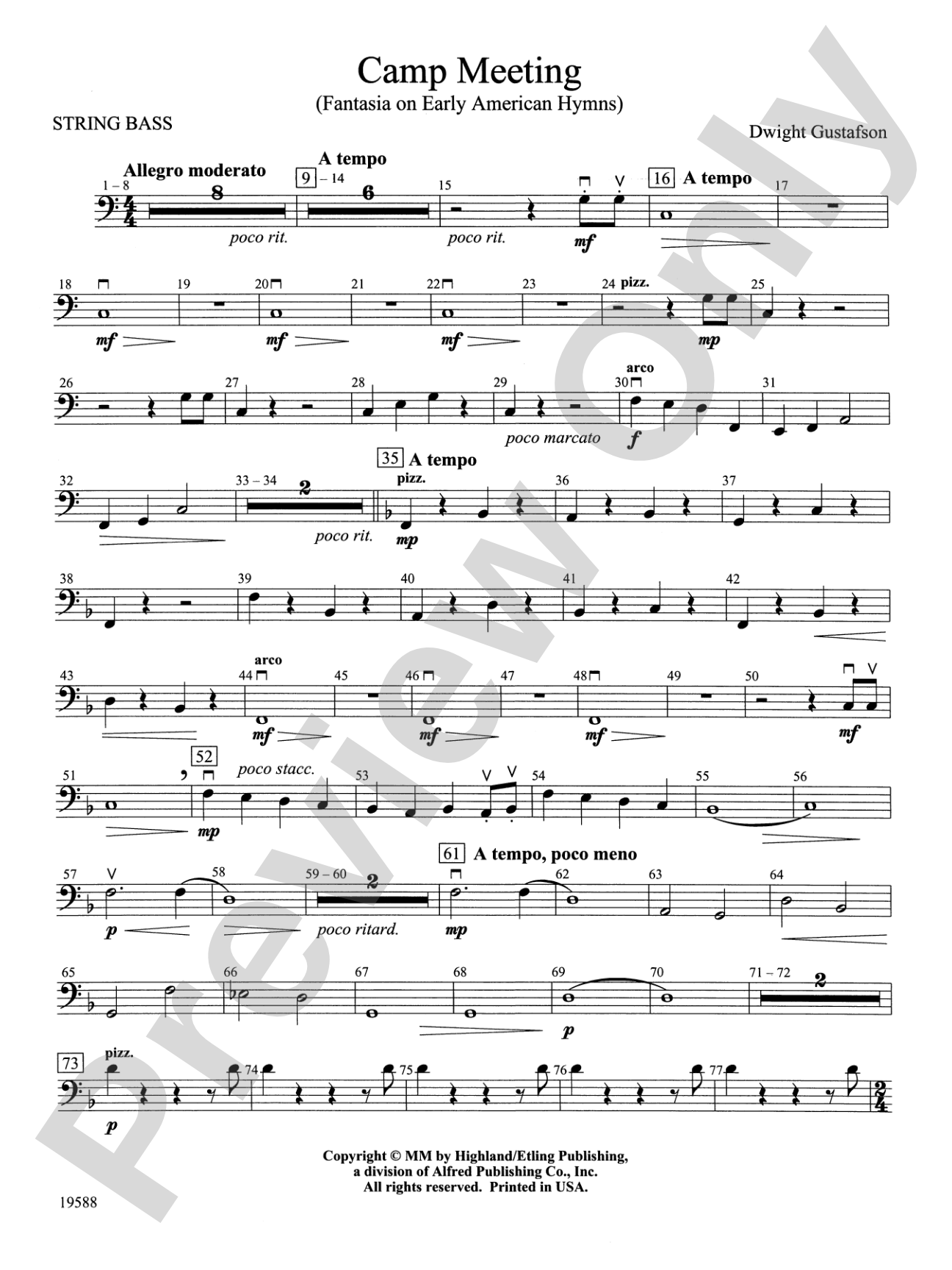 Camp Meeting (Fantasia on Early American Hymns): String Bass
