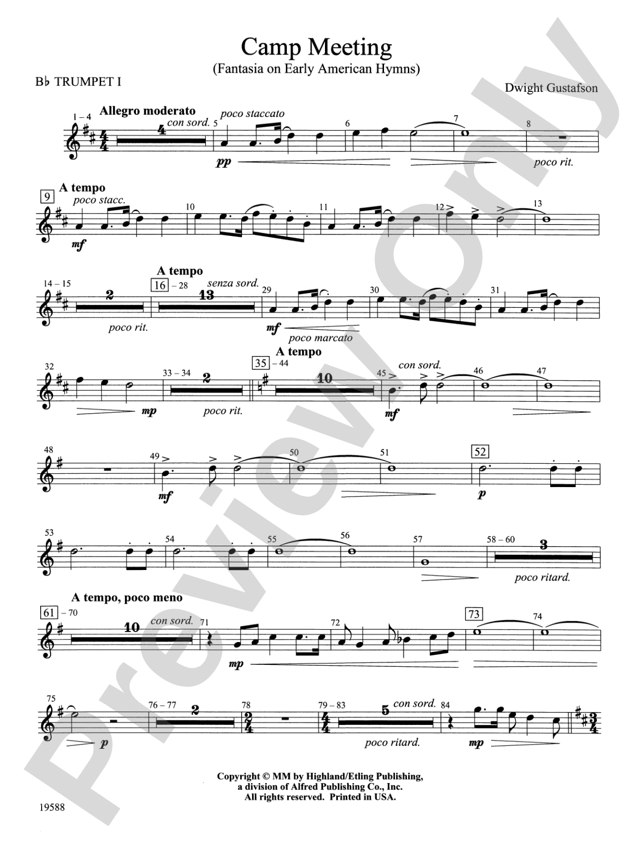 Camp Meeting (Fantasia on Early American Hymns): 1st B-flat Trumpet