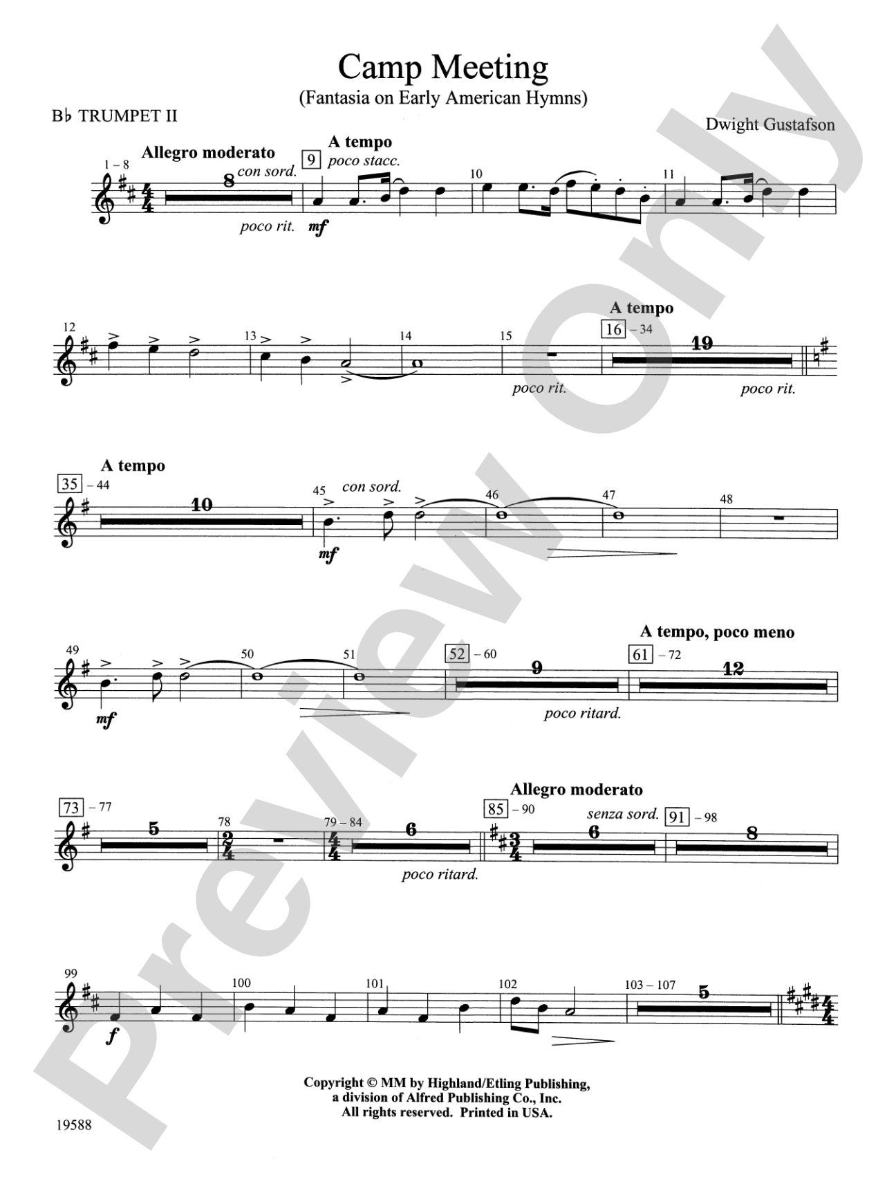 Camp Meeting (Fantasia on Early American Hymns): 2nd B-flat Trumpet