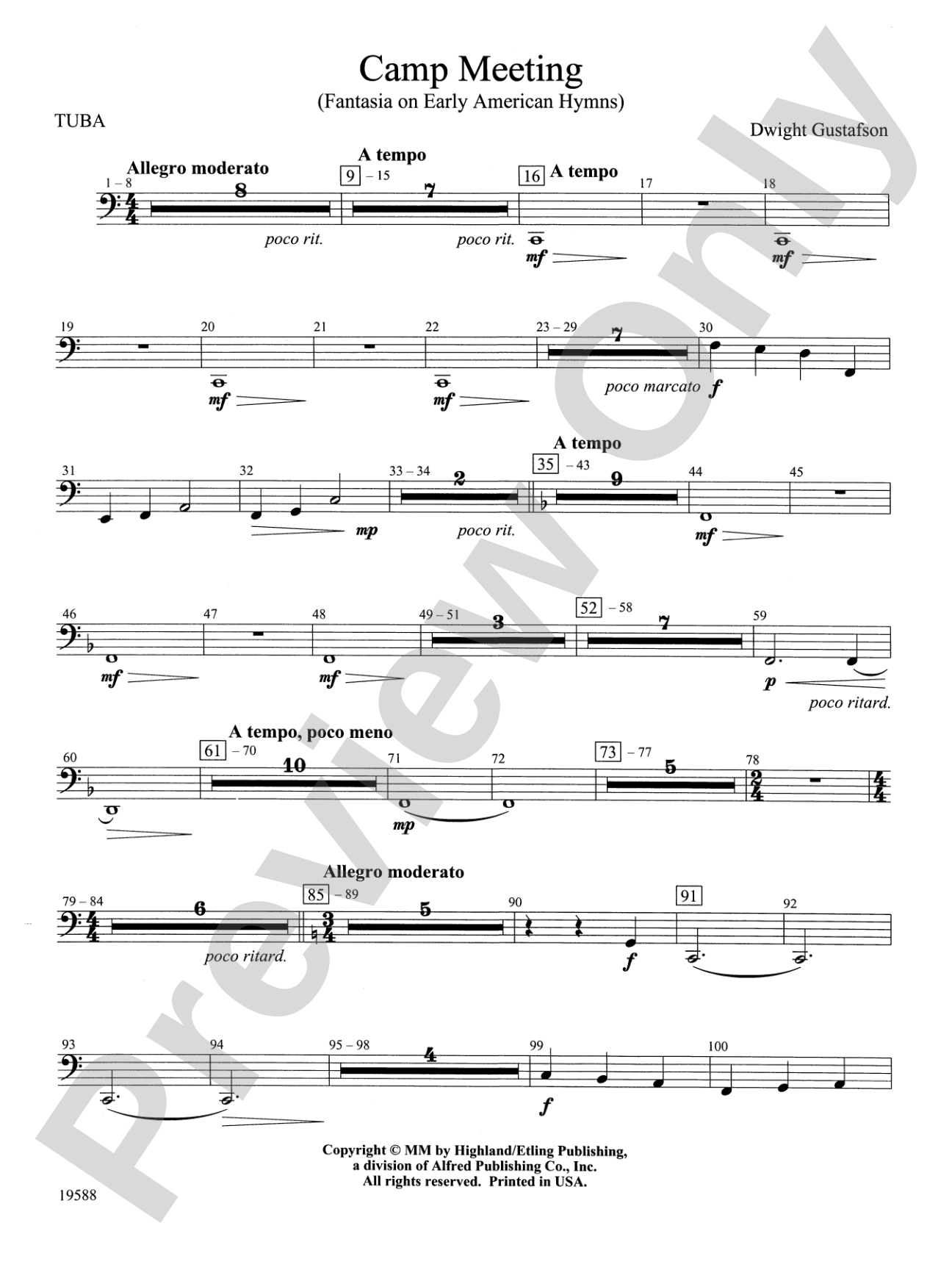 Camp Meeting (Fantasia on Early American Hymns): Tuba