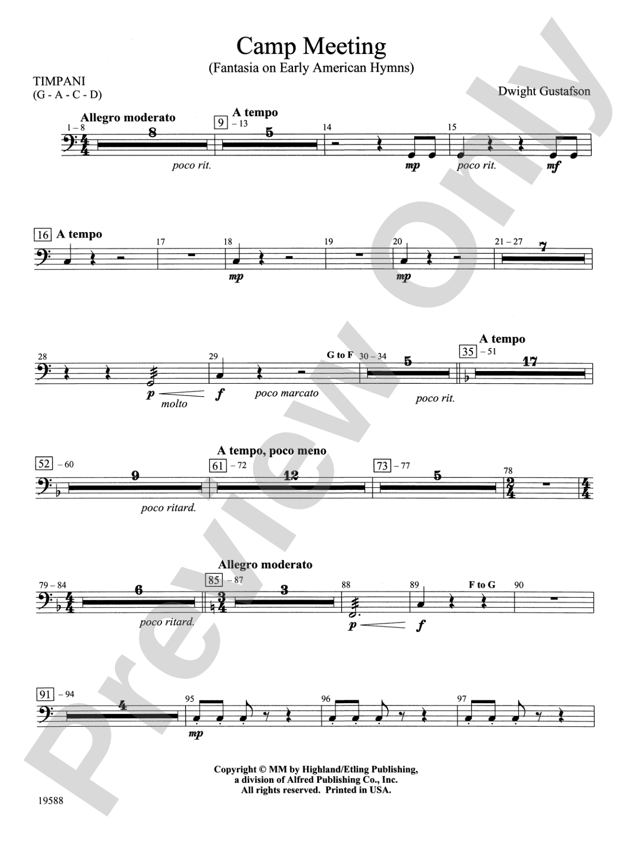 Camp Meeting (Fantasia on Early American Hymns): Timpani
