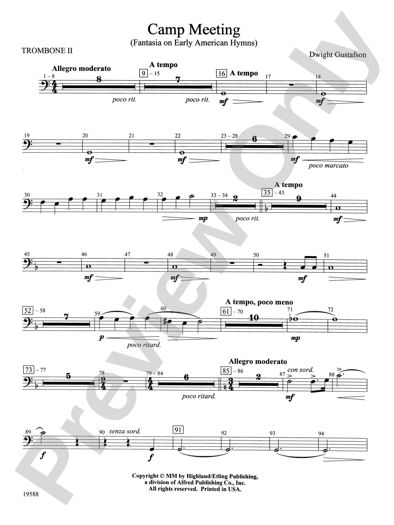 Camp Meeting (Fantasia on Early American Hymns): 2nd Trombone