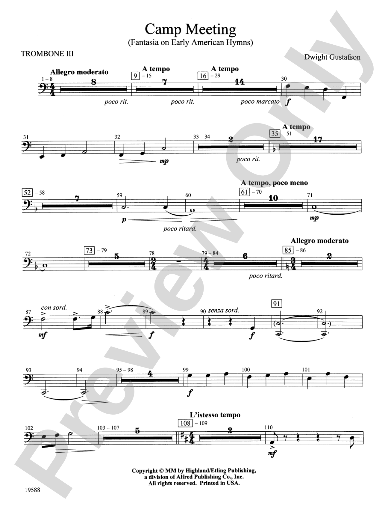 Camp Meeting (Fantasia on Early American Hymns): 3rd Trombone