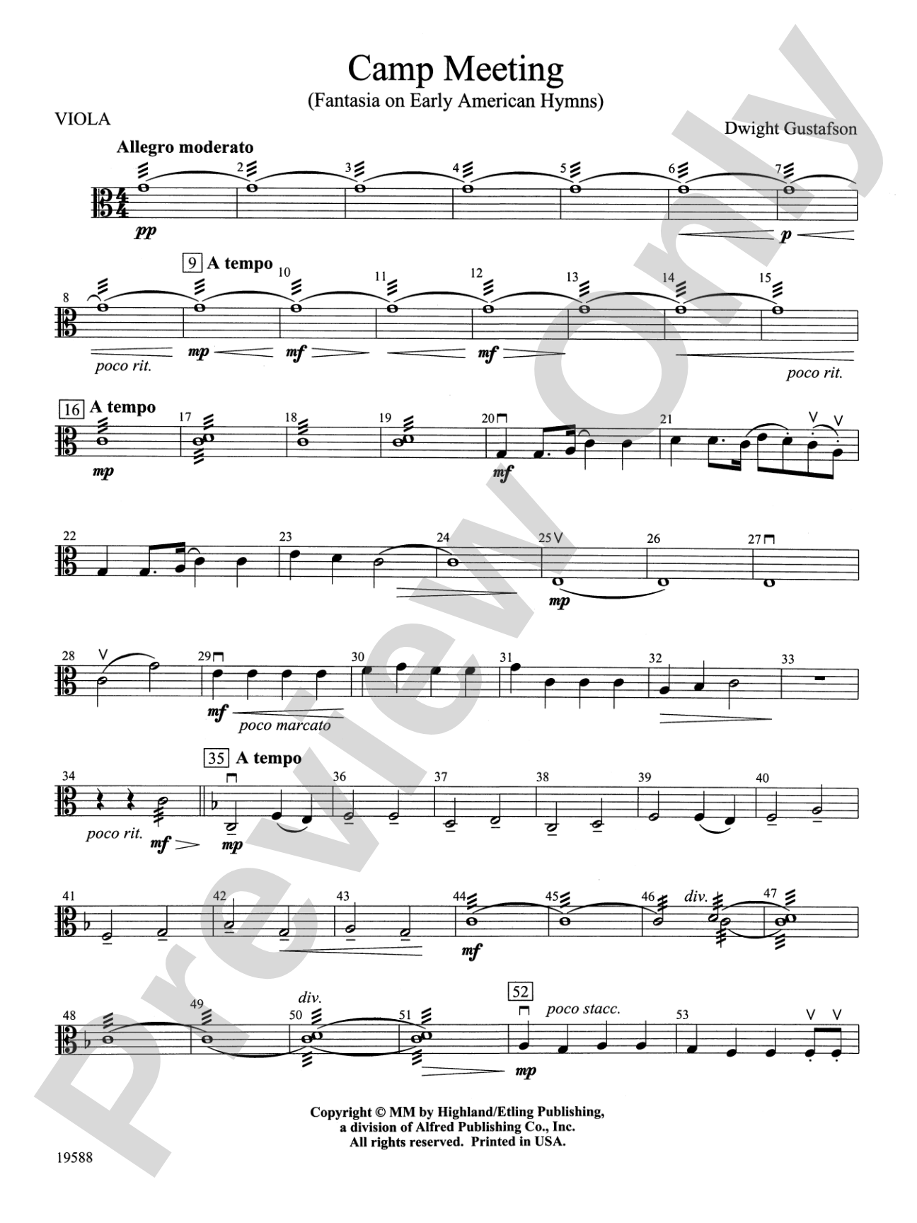 Camp Meeting (Fantasia on Early American Hymns): Viola