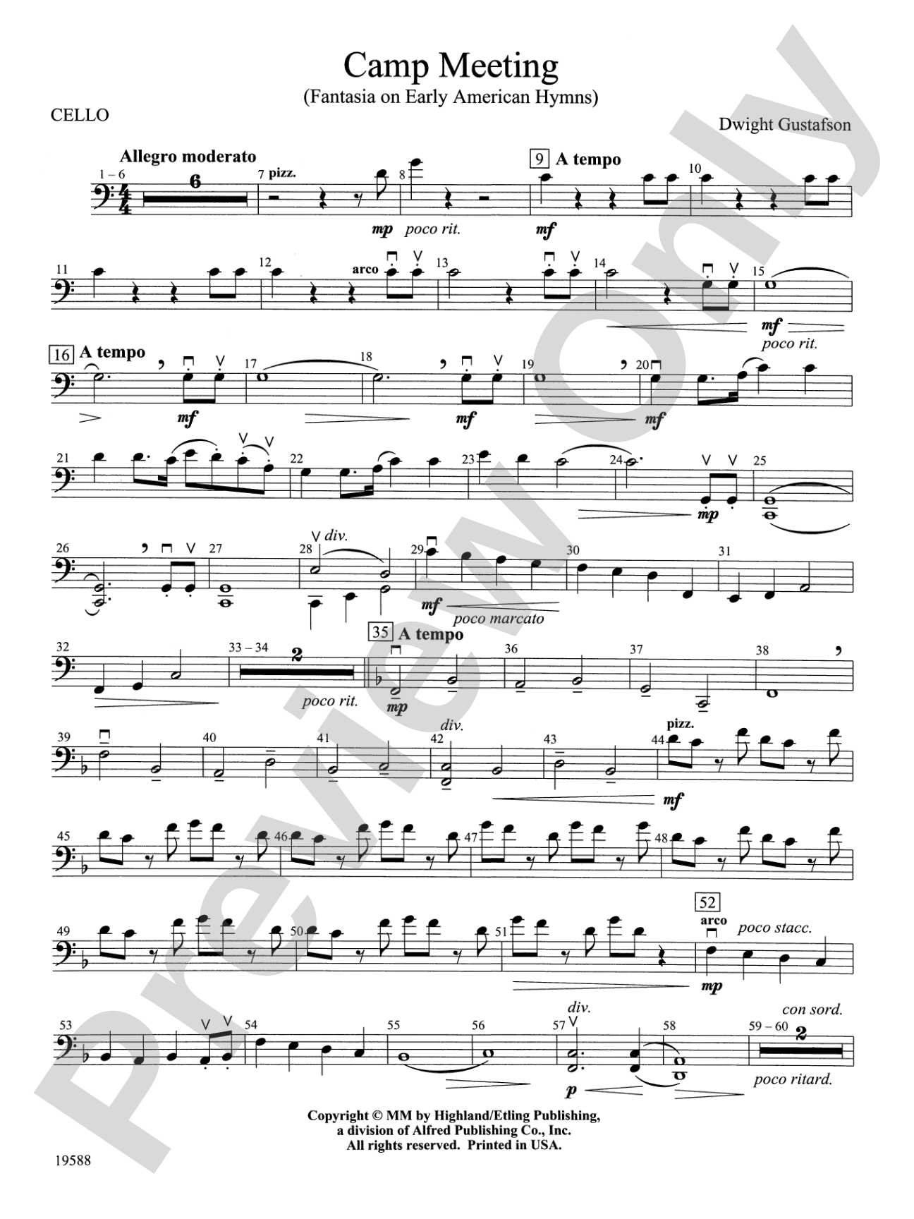 Camp Meeting (Fantasia on Early American Hymns): Cello