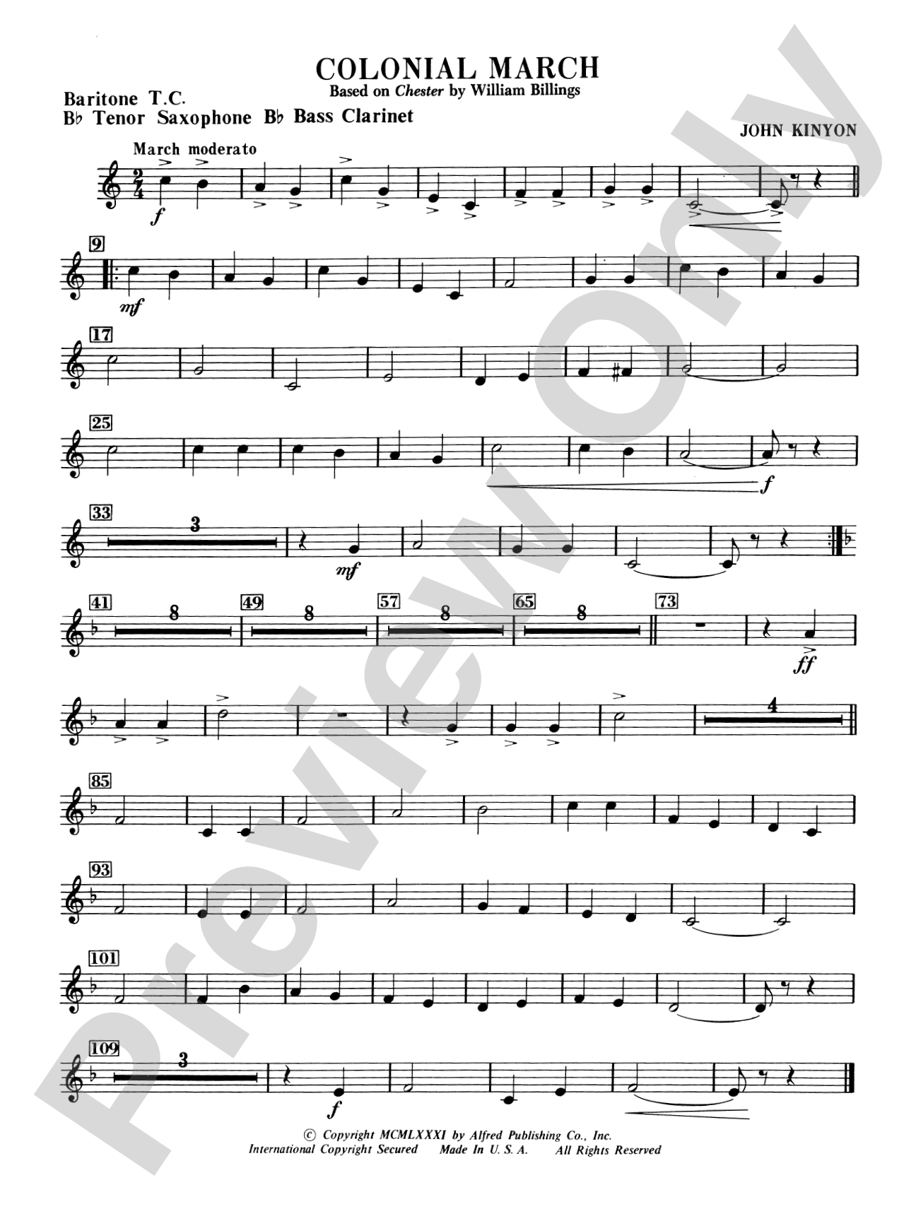 Colonial March (Based on Chester): Baritone T.C.