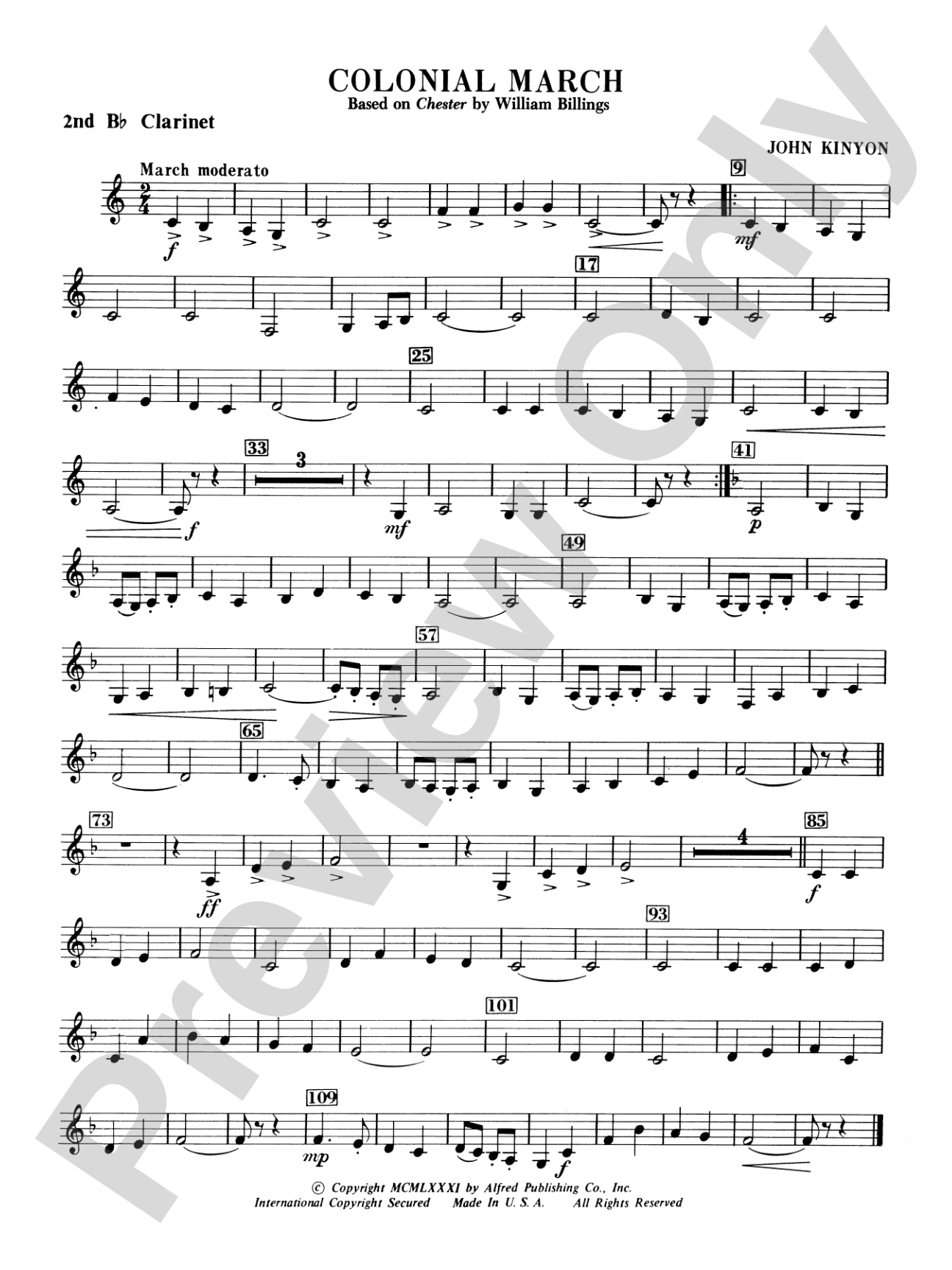 Colonial March (Based on Chester): 2nd B-flat Clarinet