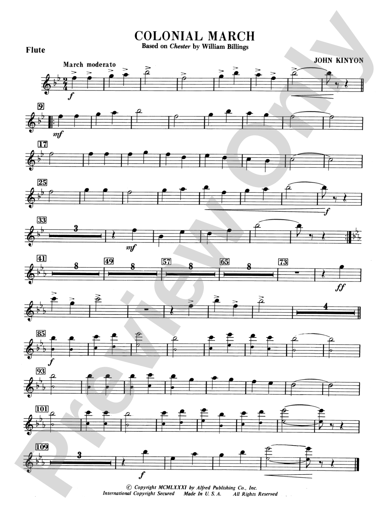 Colonial March (Based on Chester): Flute