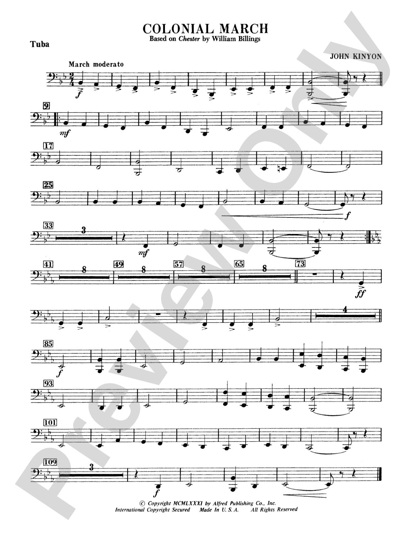 Colonial March (Based on Chester): Tuba