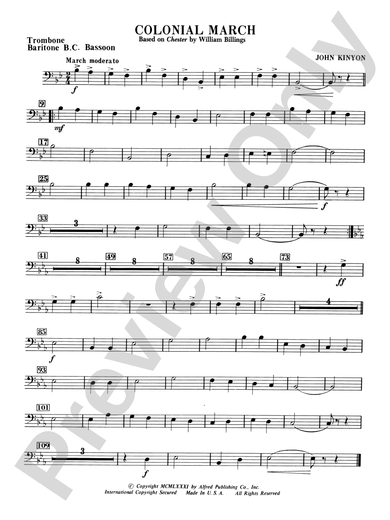 Colonial March (Based on Chester): 1st Trombone