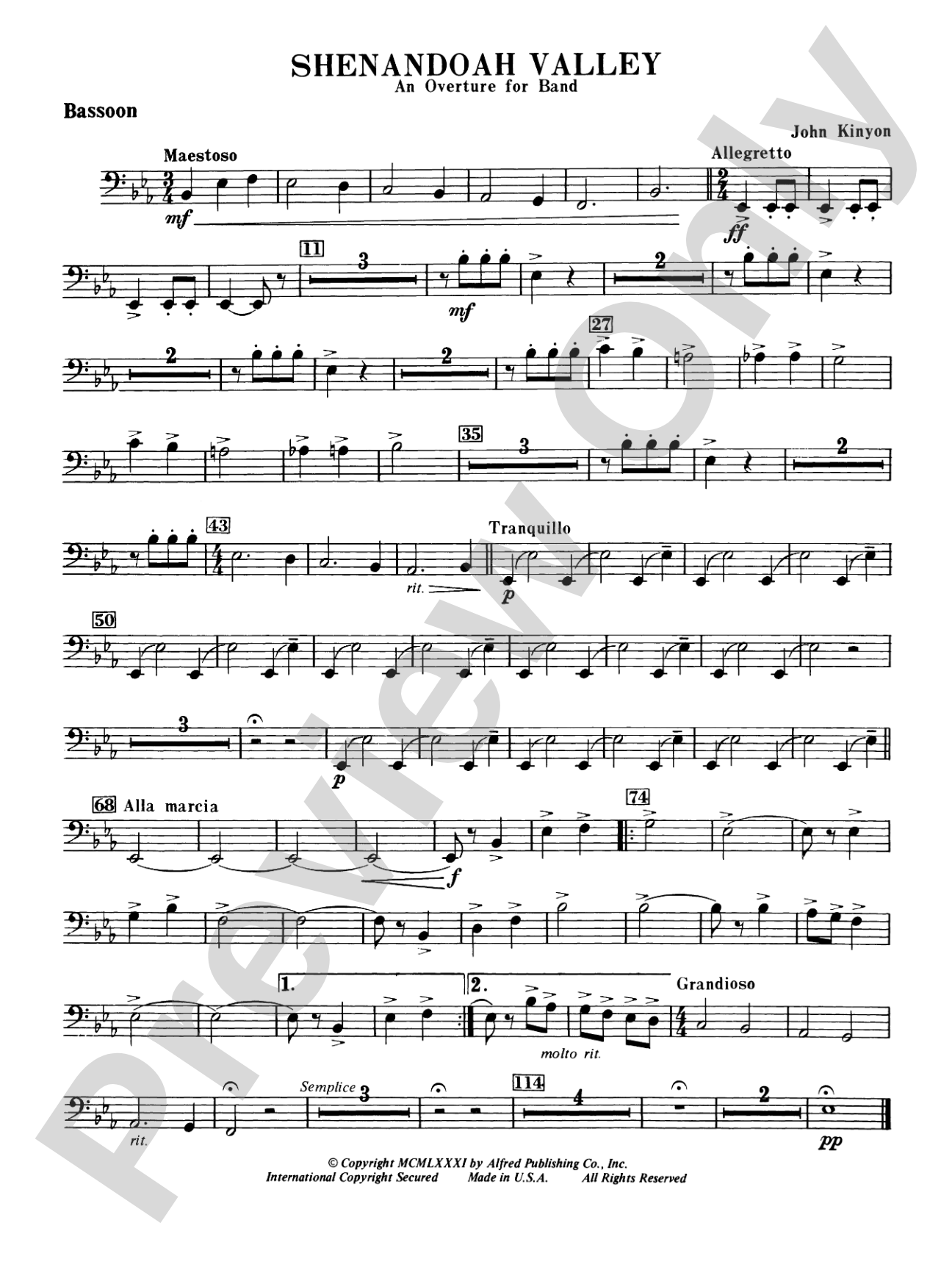 Shenandoah Valley: Bassoon