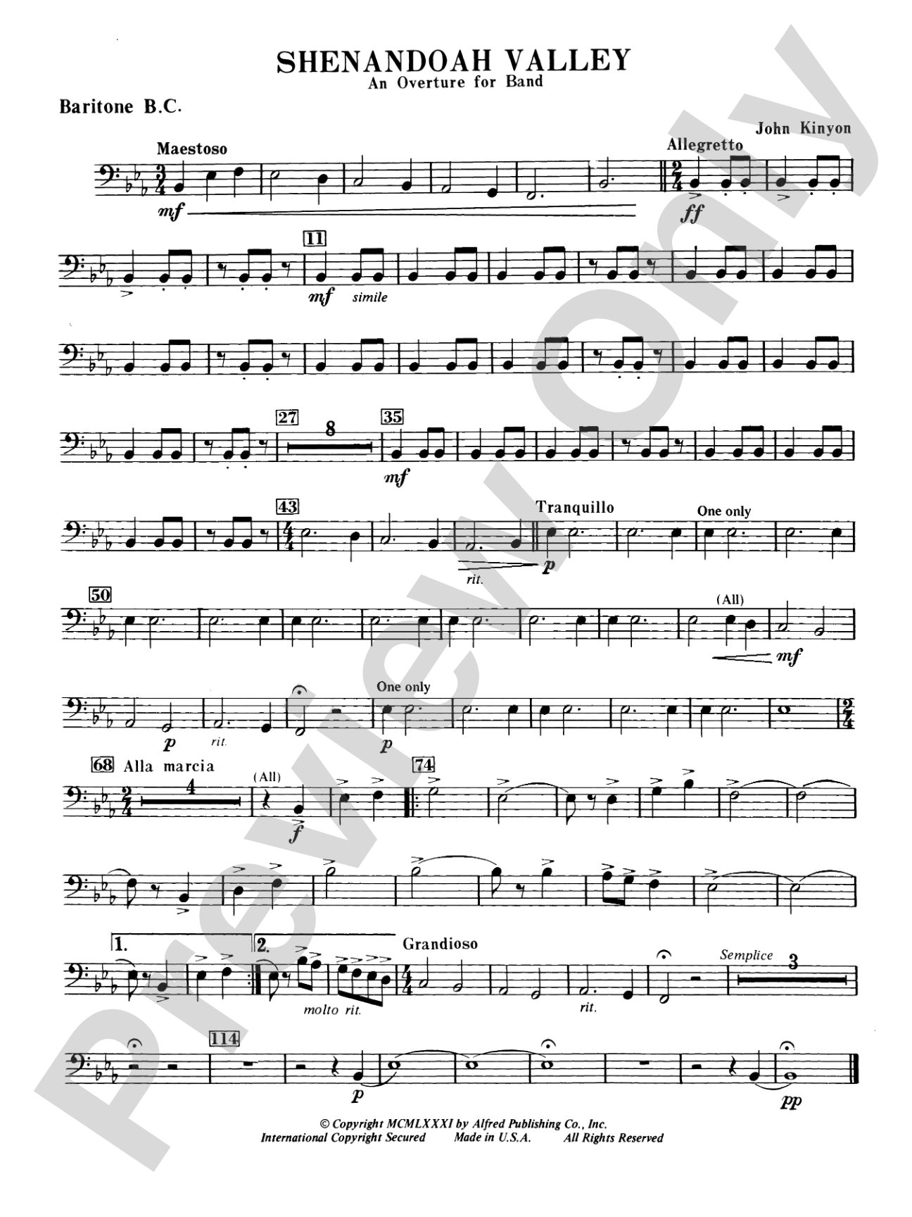 Shenandoah Valley: Baritone B.C.