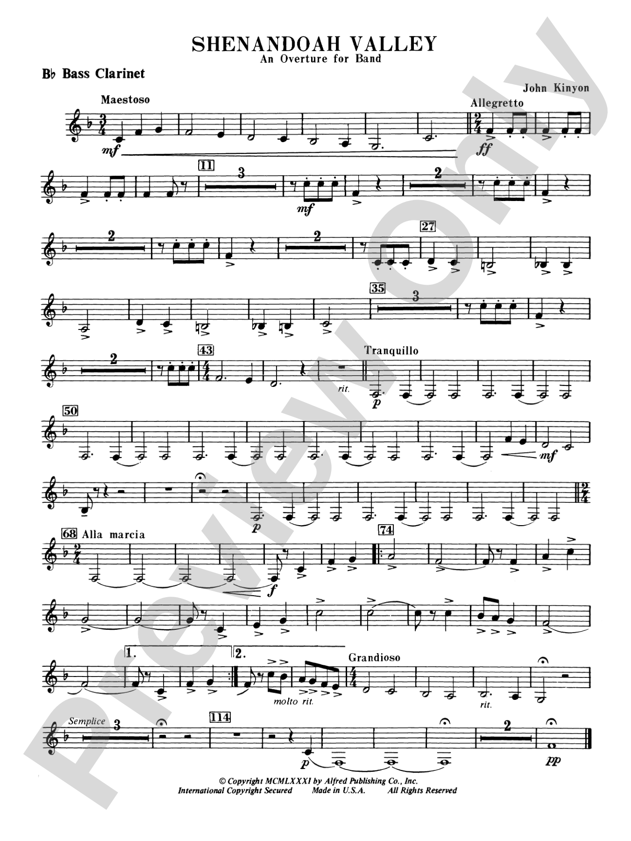 Shenandoah Valley: B-flat Bass Clarinet