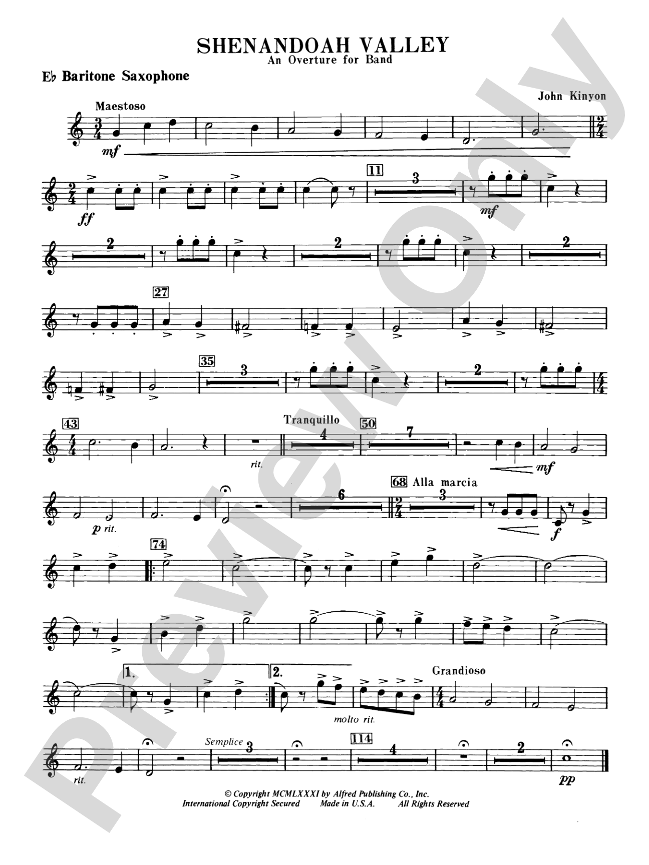 Shenandoah Valley: E-flat Baritone Saxophone
