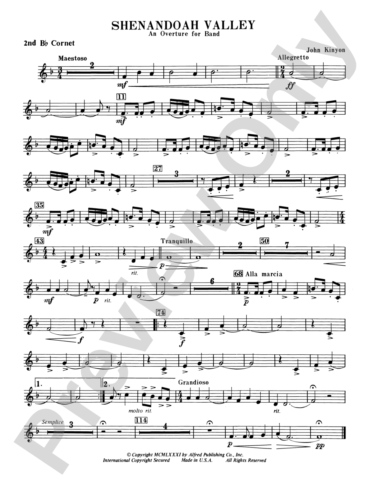 Shenandoah Valley: 2nd B-flat Cornet