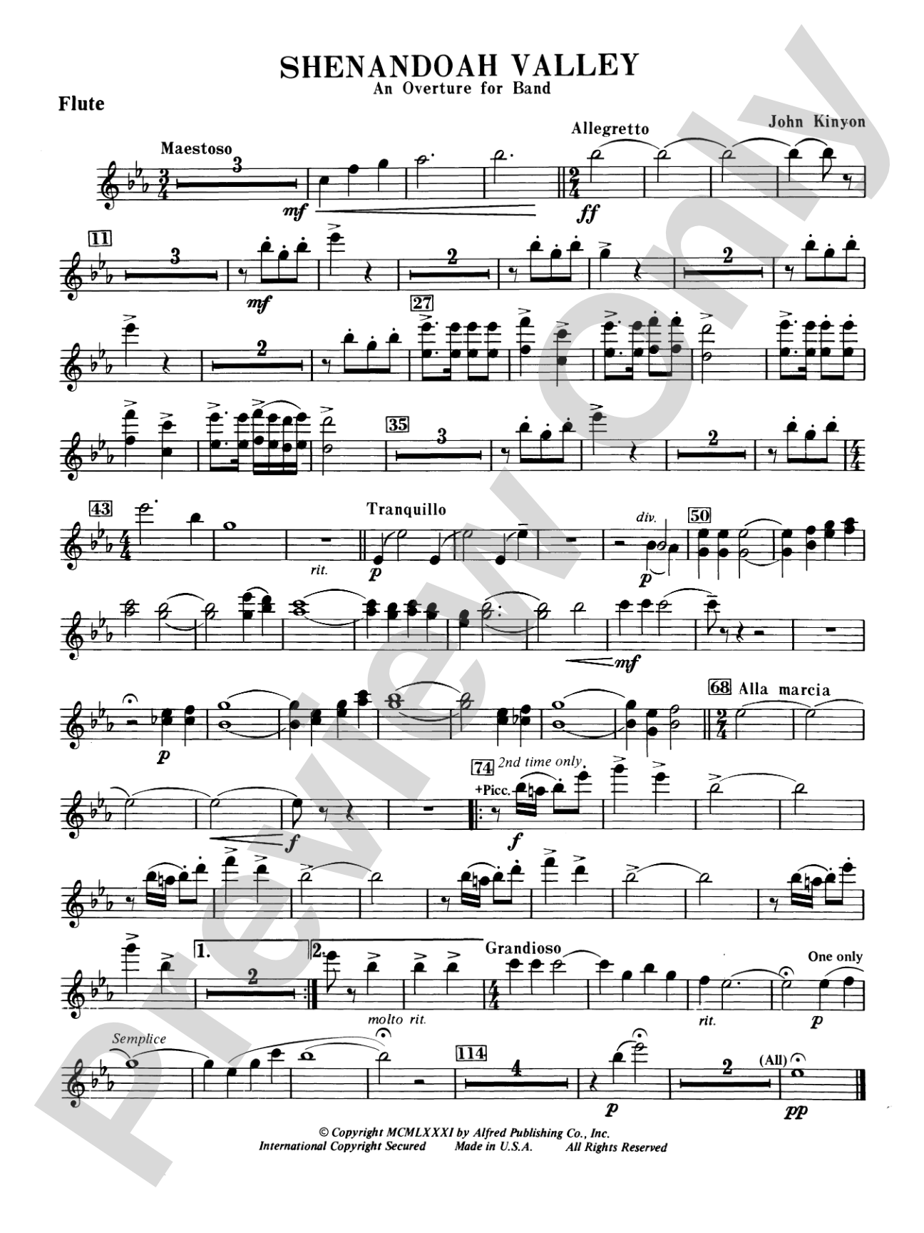Shenandoah Valley: Flute
