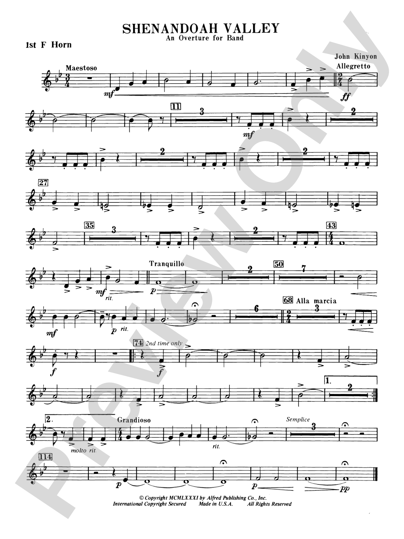 Shenandoah Valley: 1st F Horn