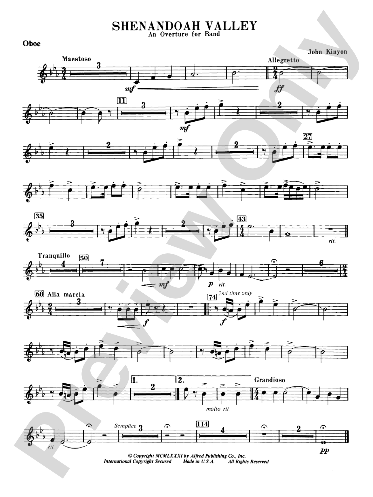 Shenandoah Valley: Oboe