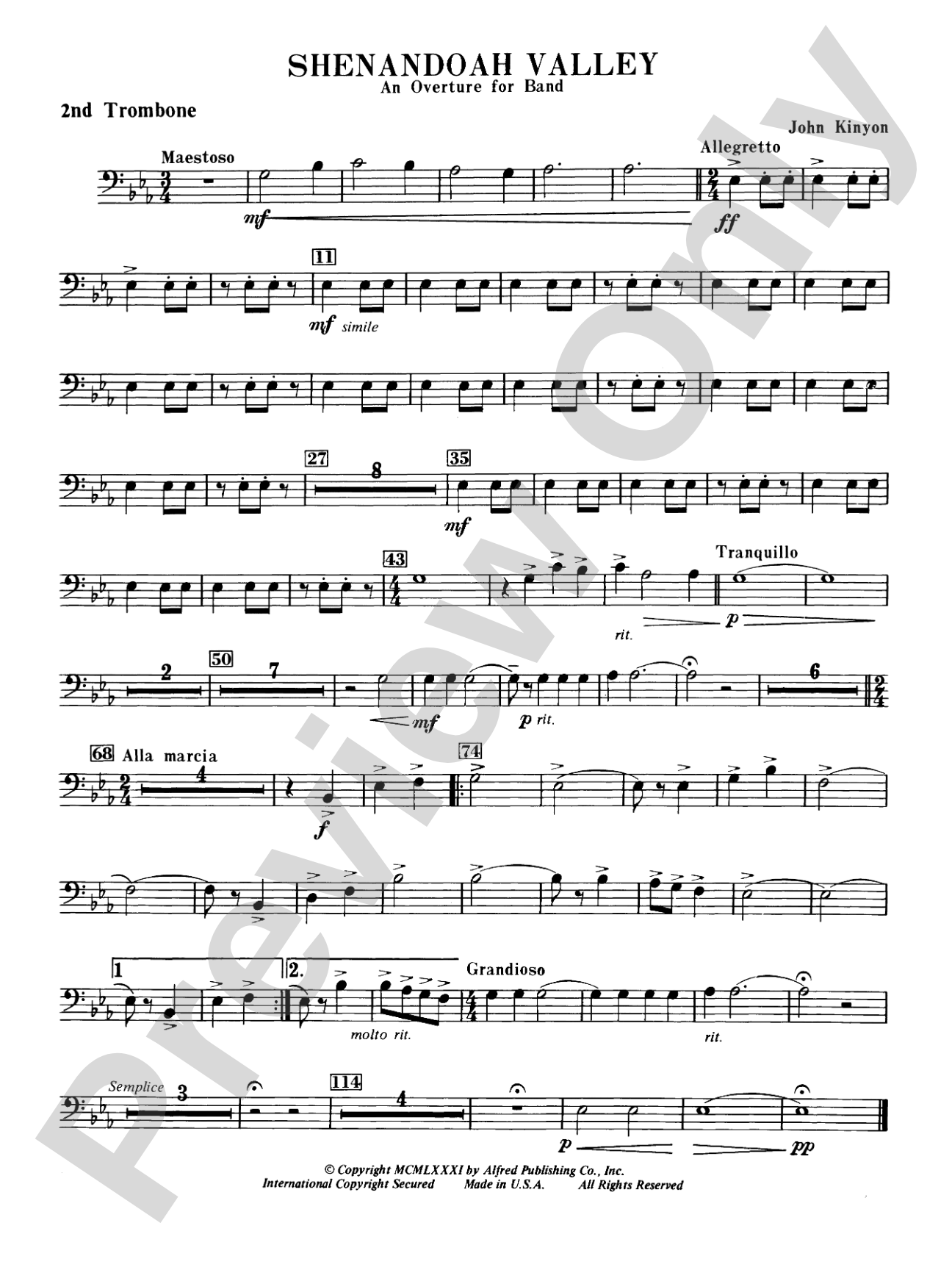 Shenandoah Valley: 2nd Trombone