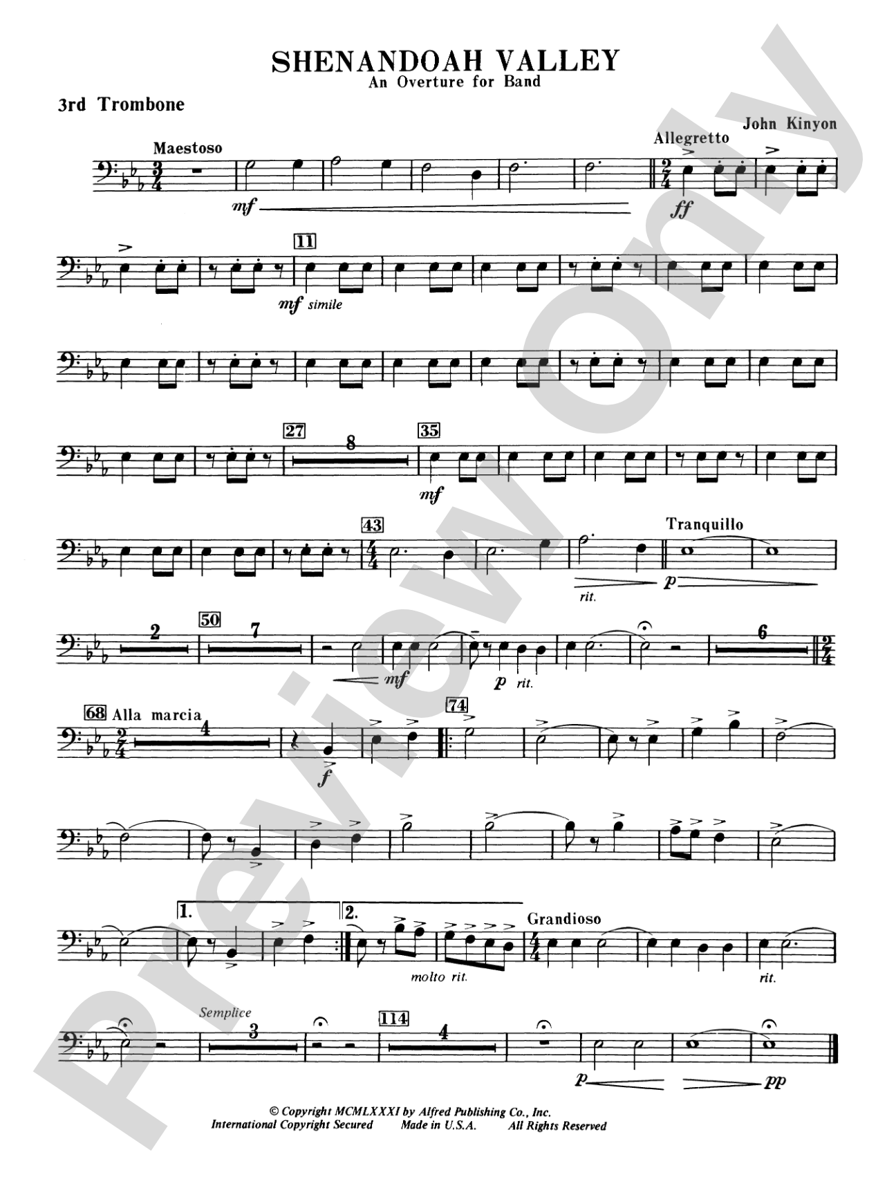 Shenandoah Valley: 3rd Trombone