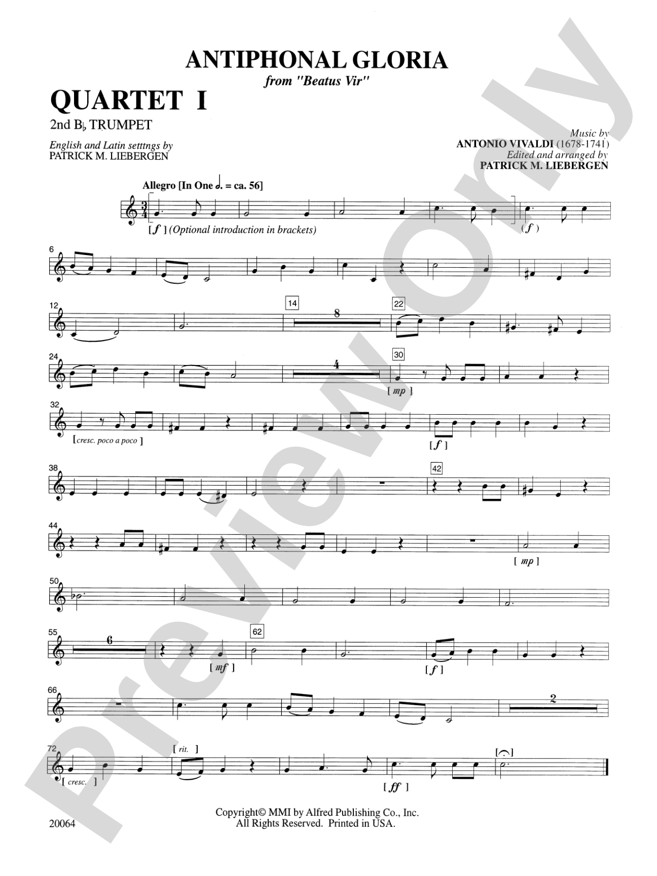 Antiphonal Gloria: 2nd B-flat Trumpet: Choral SoundPax