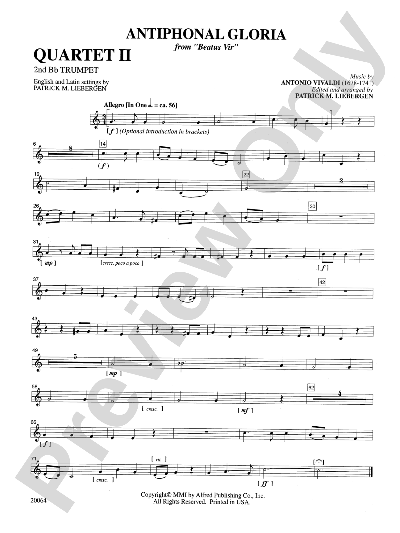 Antiphonal Gloria: 2nd Trumpet Quartet 2: Choral SoundPax