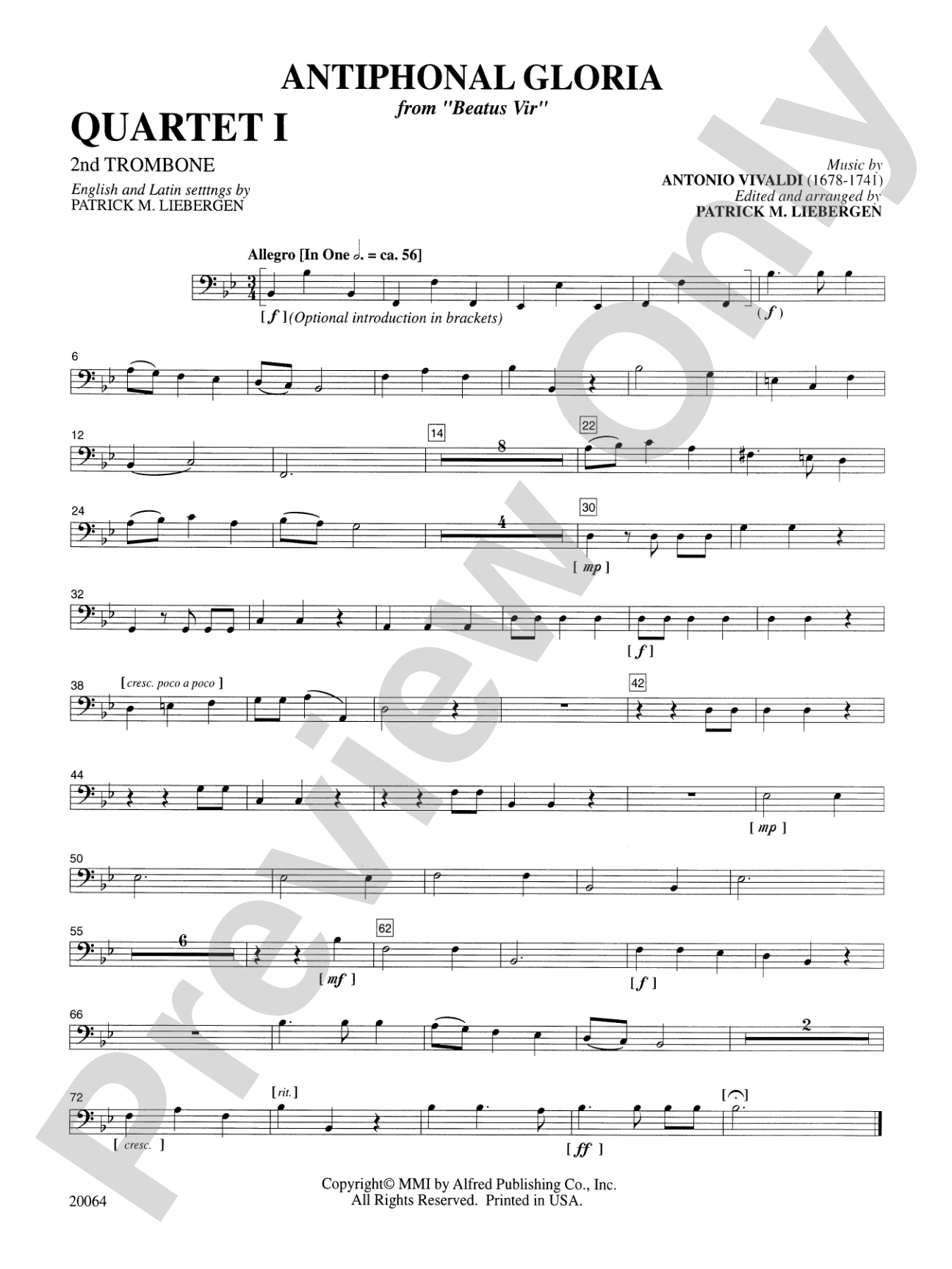 Antiphonal Gloria: 2nd Trombone: Choral SoundPax