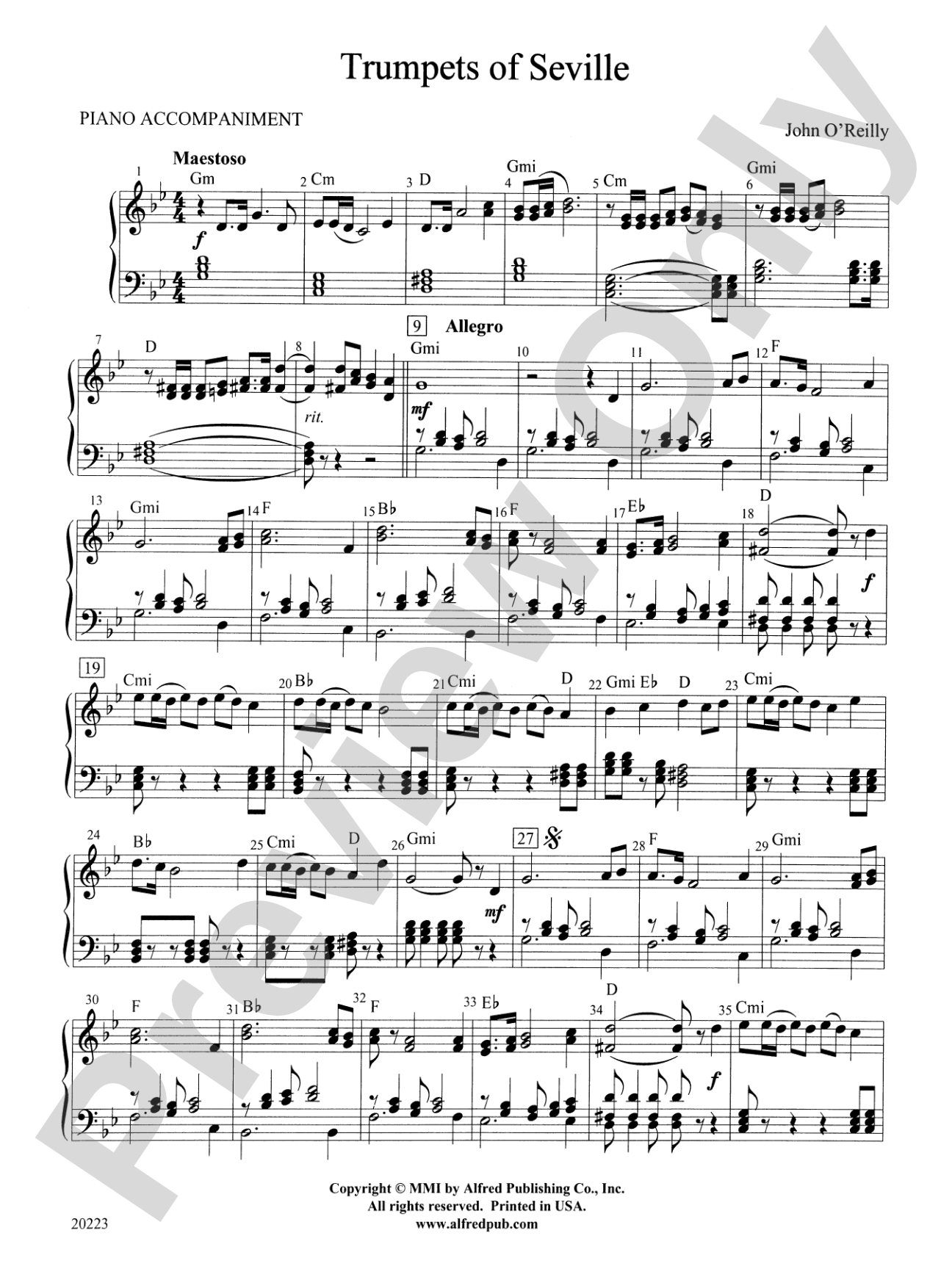 Trumpets of Seville: Piano Accompaniment