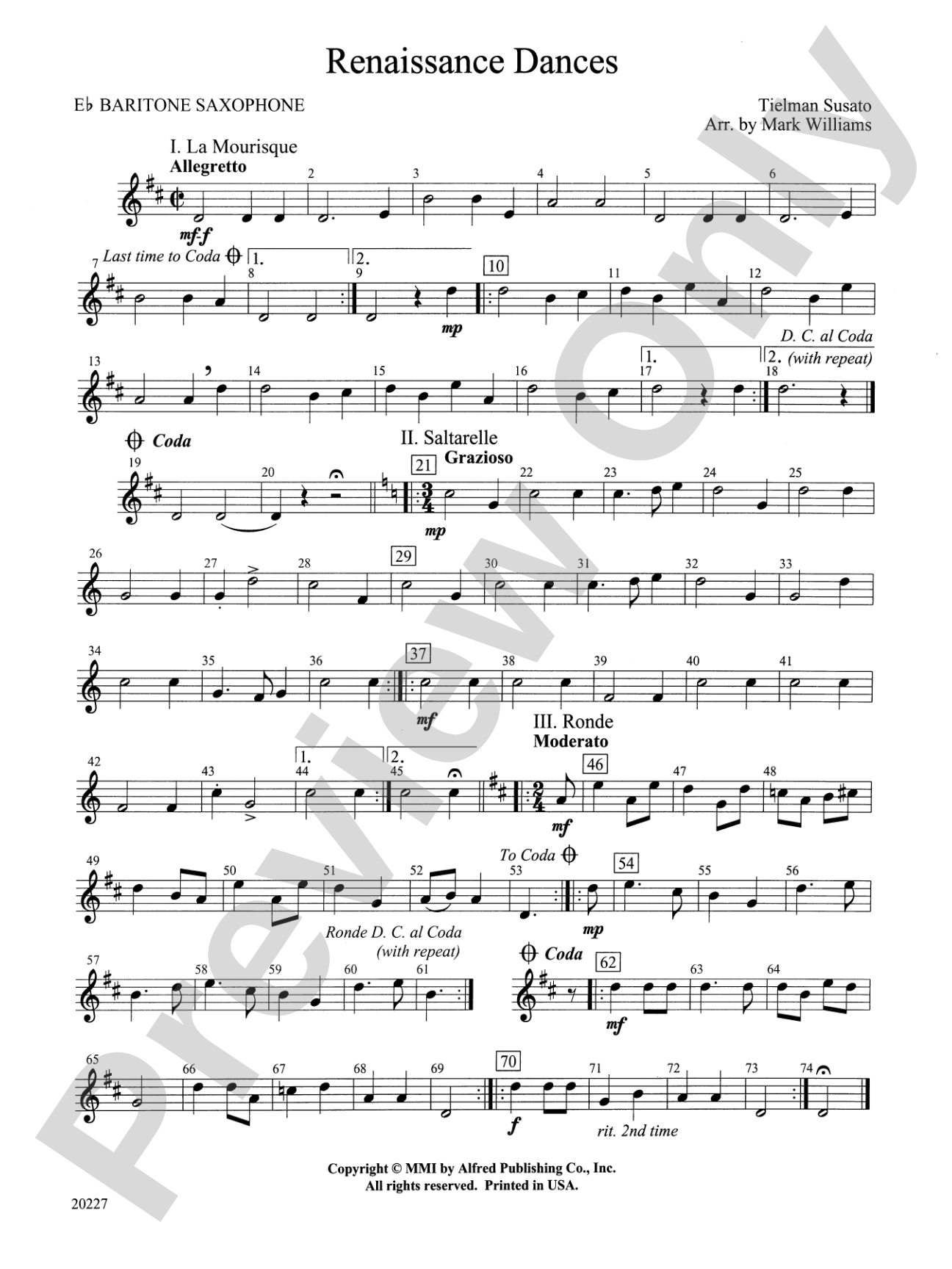 Renaissance Dances: E-flat Baritone Saxophone