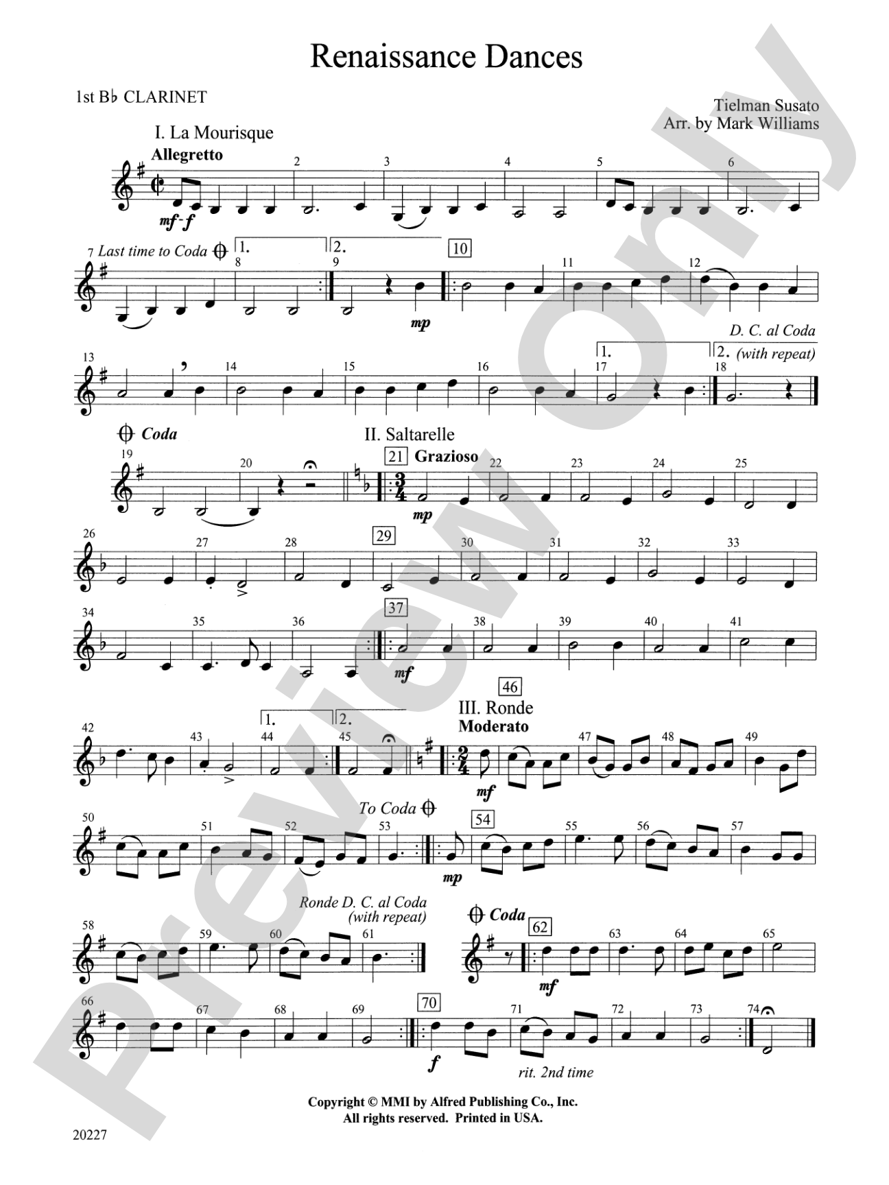Renaissance Dances: 1st B-flat Clarinet